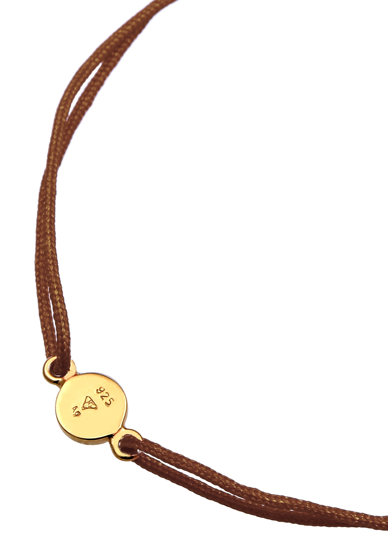 Elli Armkette »Armband Nylonband Plättchen Anhänger 925 Sterling Silber vergoldet«