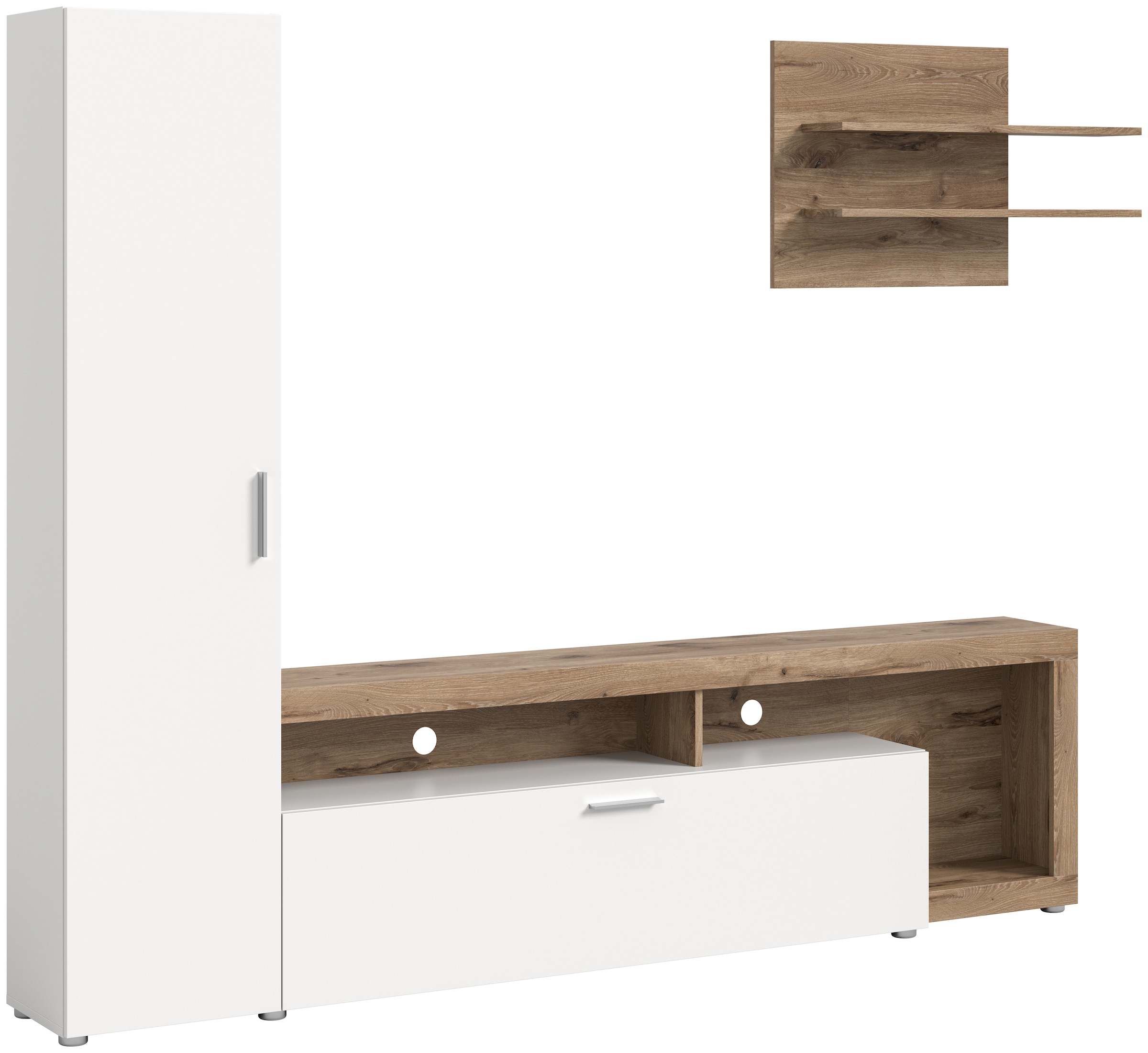 INOSIGN Wohnwand »Kryss, Breite 218cm, besteht aus: Hochschrank, Lowboard, Wandboard«, (3 St.), Wohnwand, Mediawand, TV-Wand, Wohnkombination, Kombination, TV-Möbel