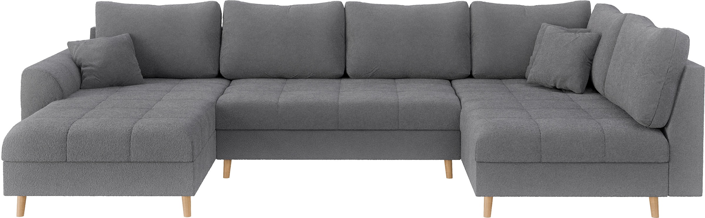 Home affaire Wohnlandschaft »CHARRE U-Form mit Ottomane, Maße B/T/H: 310/161/81 cm«, feine Steppung, lose Rücken- und Zierkissen, auch in Cord und Bouclé
