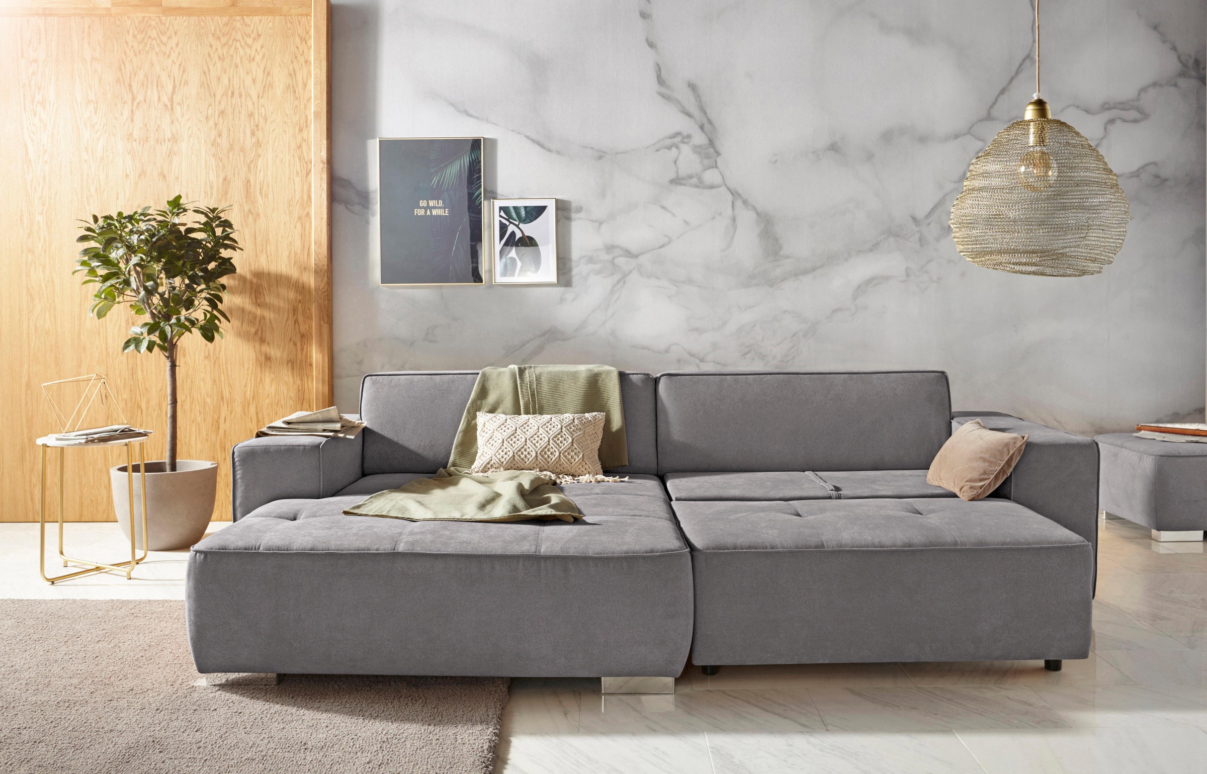 INOSIGN Ecksofa »Sapporo L-Form« wahlweise Bettfunktion oder Sitztiefenverstellung, Federkern