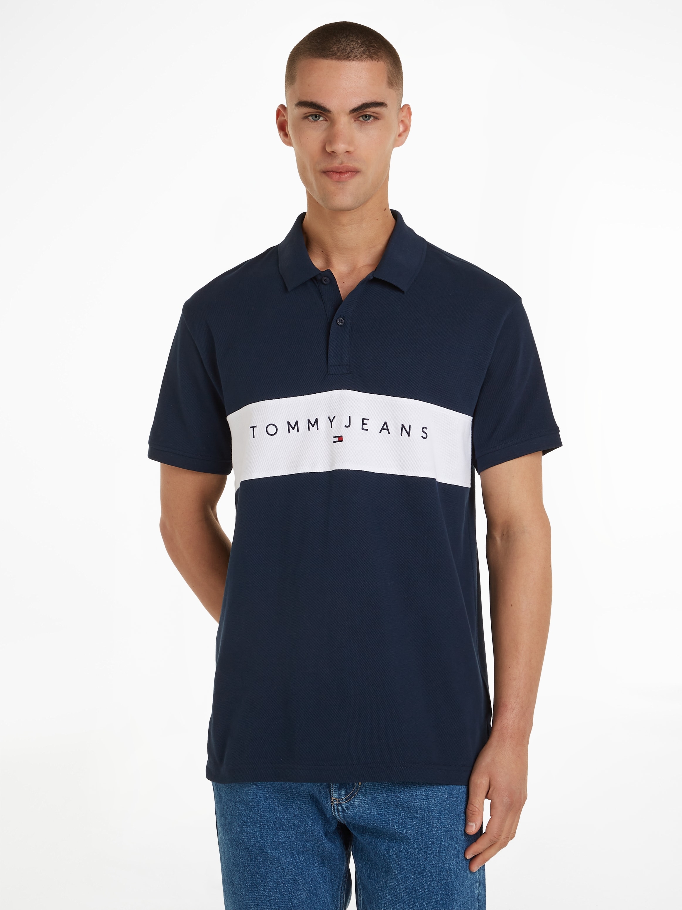 Poloshirt »TJM REG LINEAR POLO«, mit großem Tommy Jeans Schriftzug