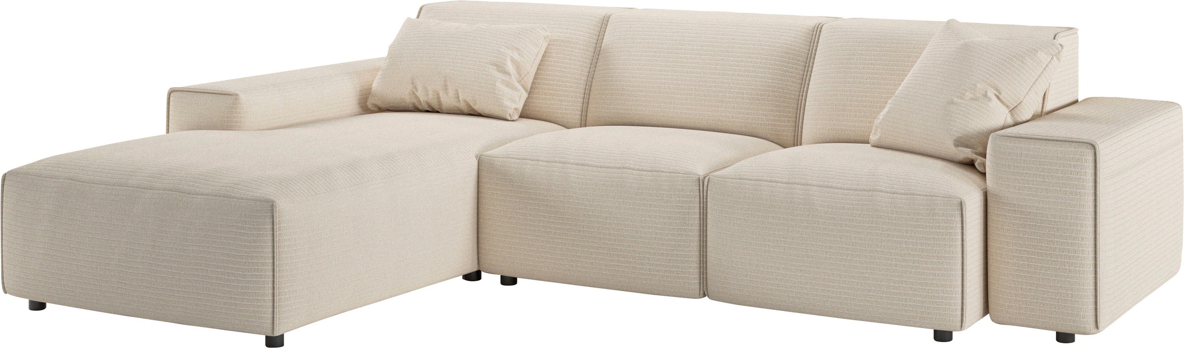 andas Ecksofa »Glimminge L-Form auch in Breitcord, Feincord + Easy care-Bezug,«, Breite 264, Zierkissen