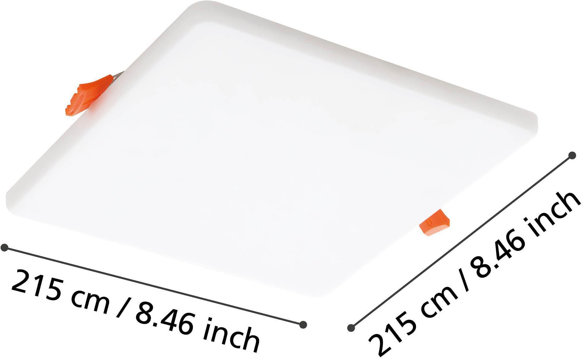 EGLO Einbauleuchte »Rapita Deckenlampe, Aluminum und Kunststoff, Einabaulampe, Flurlampe« LED-Modul 1 Stk. Warmweiß Einbauleuchte - L21,5 x B21,5 x ET30 cm - weiß - 18W inkl.