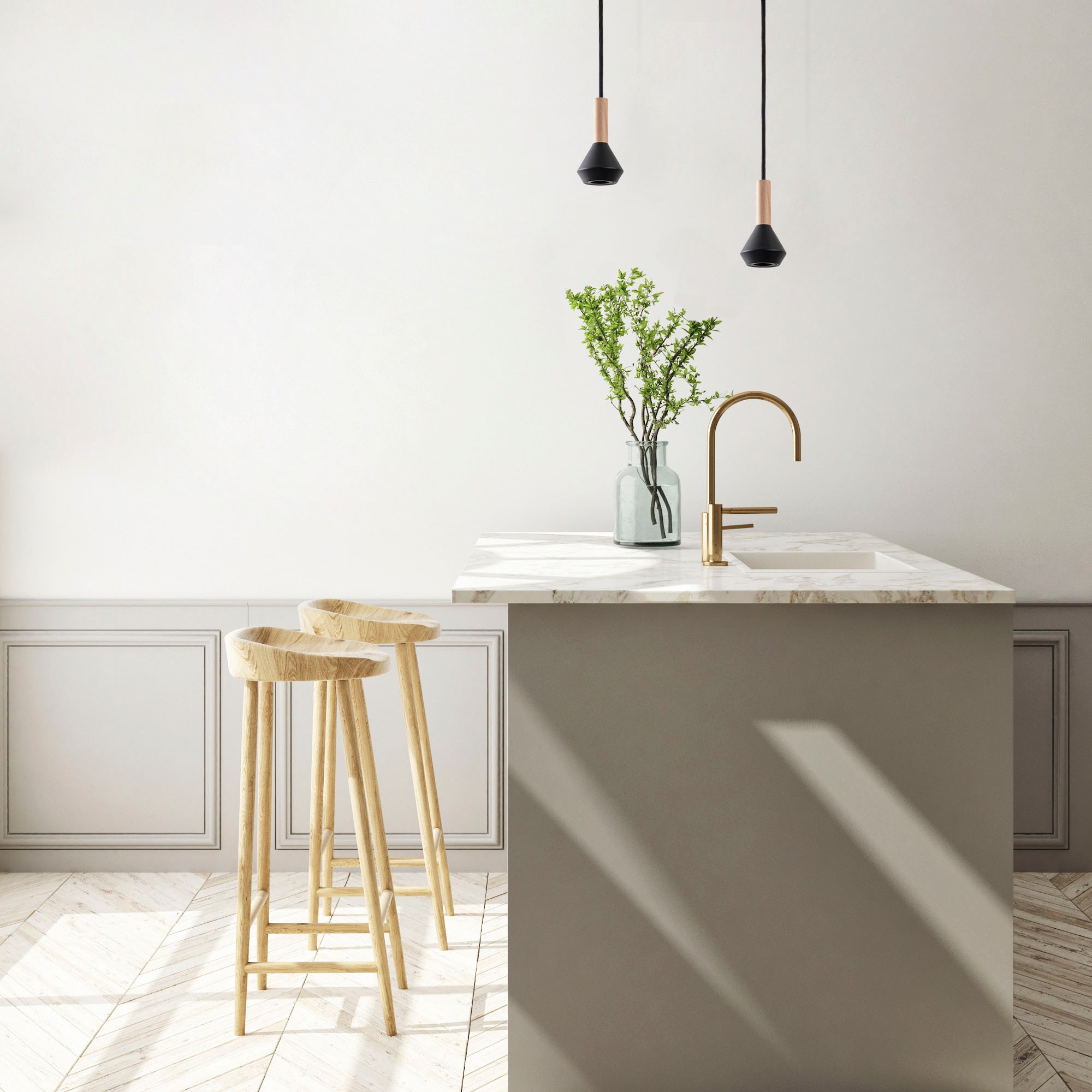 Paco Home Pendelleuchte »MORA«, Leuchtmittel GU10 | ohne Leuchtmittel, Wohnzimmer Esszimmer Klein Modern Holz Metall GU10 Küchenlampe