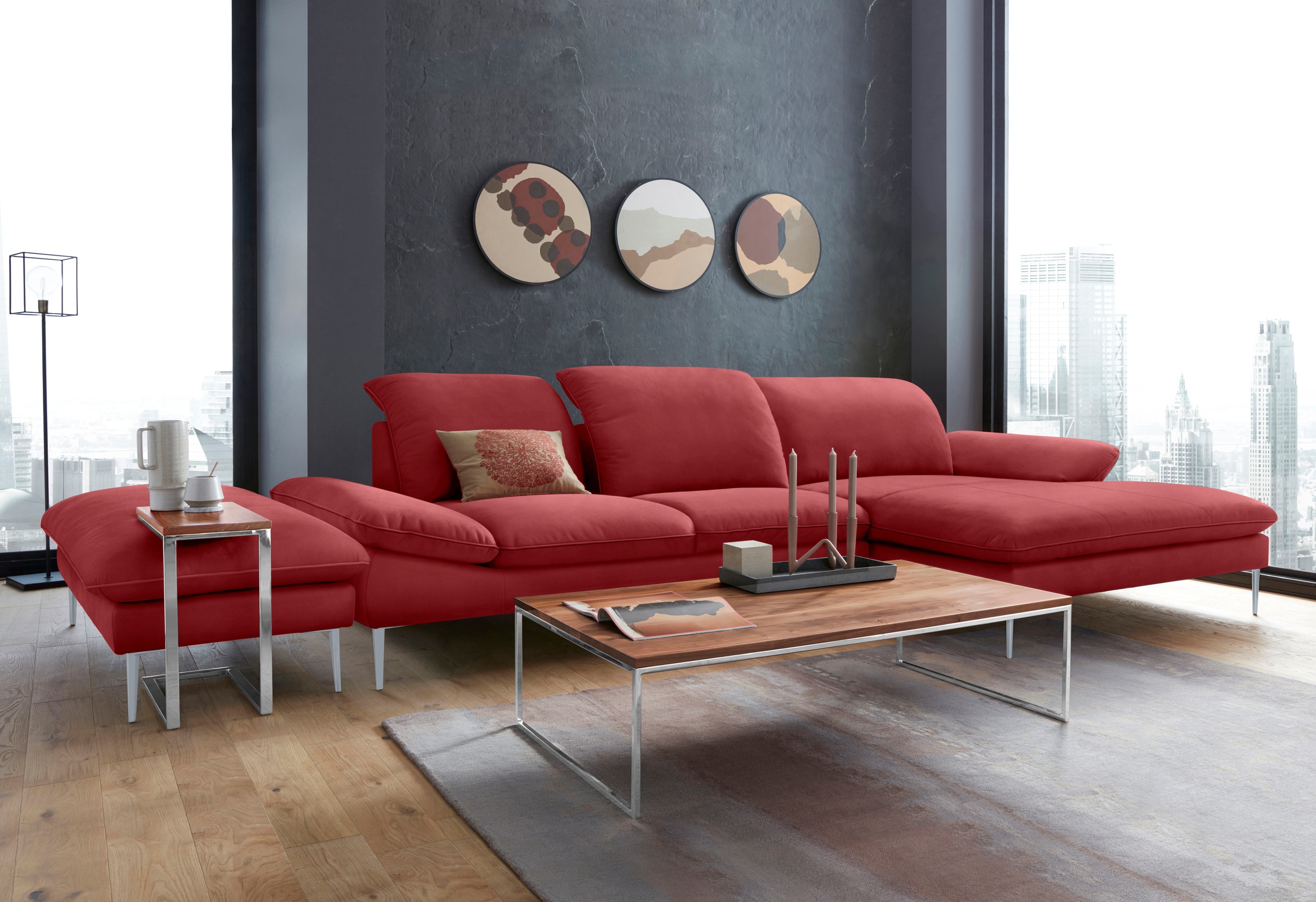 W.SCHILLIG Ecksofa »enjoy&MORE, Designsofa, bequem, zeitlos und elegant, L-Form«, mit Sitztiefenverstellung, Füße silber matt, Breite 340 cm