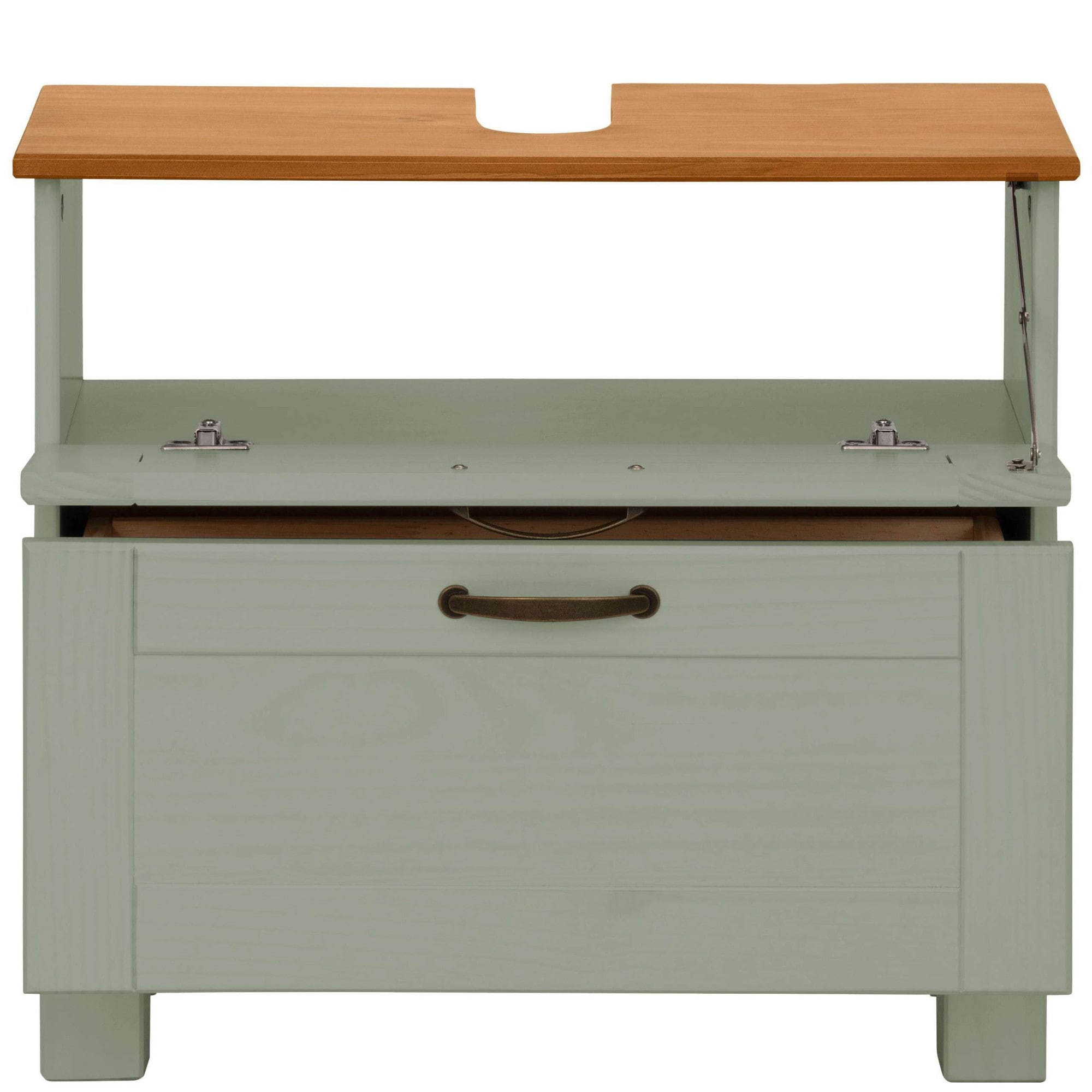 Home affaire Waschbeckenunterschrank »Rodby«, FSC®-zertifiziertes Massivholz, Griffe Metall, Breite 60cm, Höhe 55cm