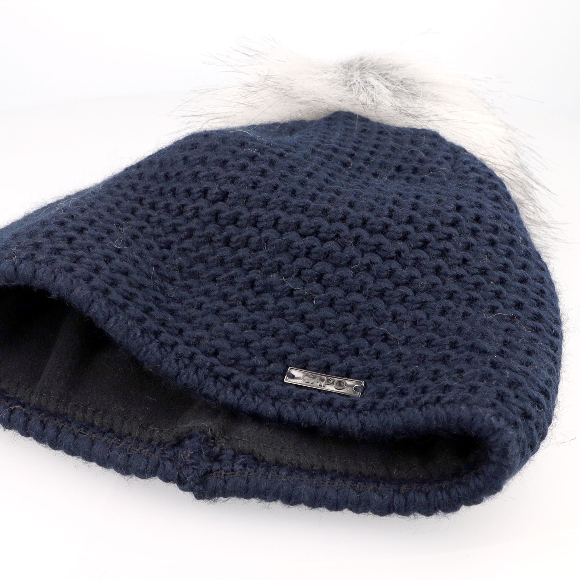 CAPO Bommelmütze Grobstrick, unifarben, gefüttert