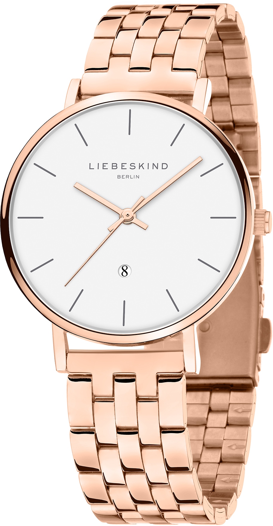 Liebeskind Berlin Quarzuhr Armbanduhr, Damenuhr, analog, Edelstahlband, Datum