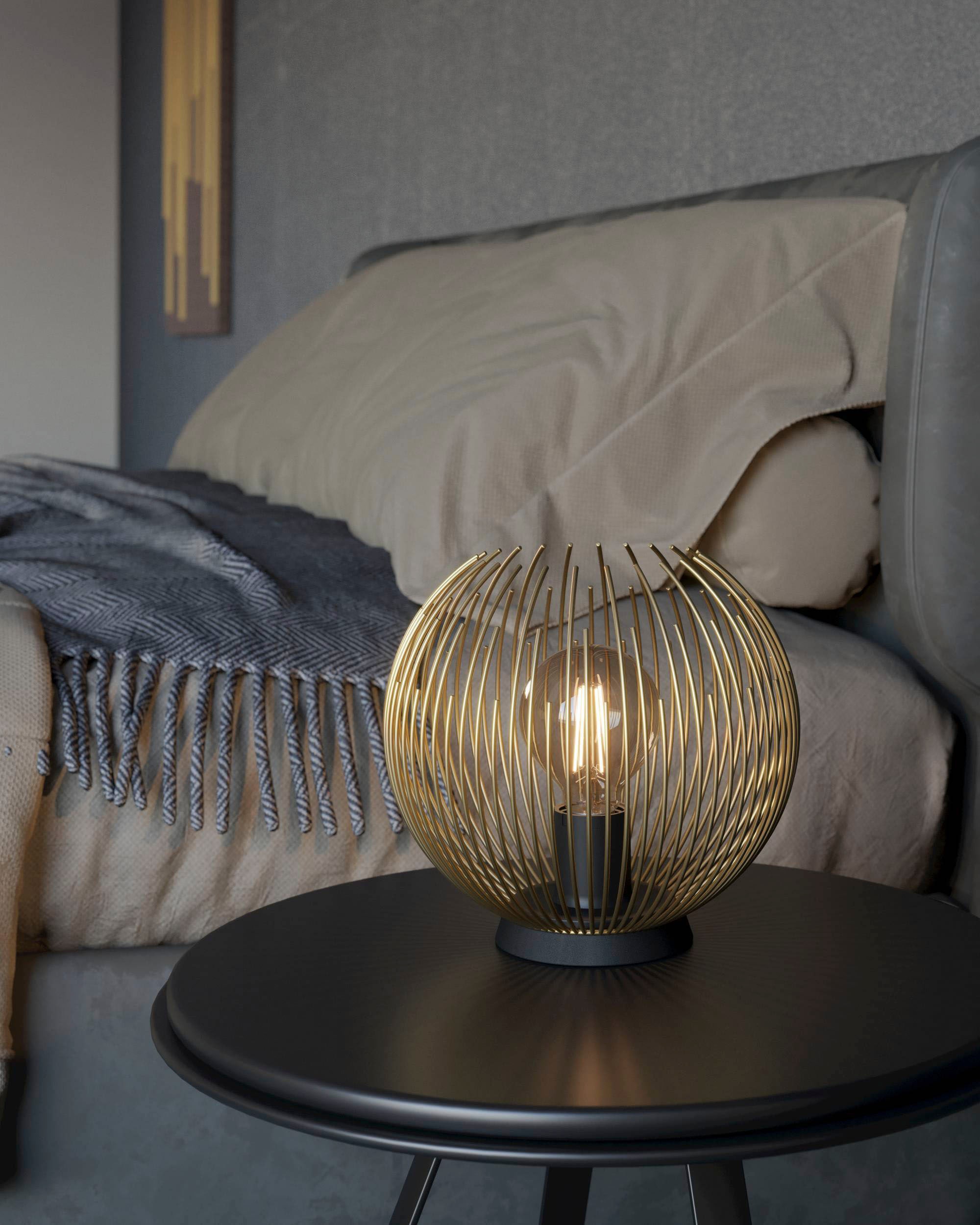 EGLO Tischleuchte »VENEZUELA«, Leuchtmittel E27 | Leuchtmittel wechselbar-ohne Leuchtmittel, Nachttischlampe, Tischlampe, in Gold und Schwarz, E27, Ø 23,5 cm