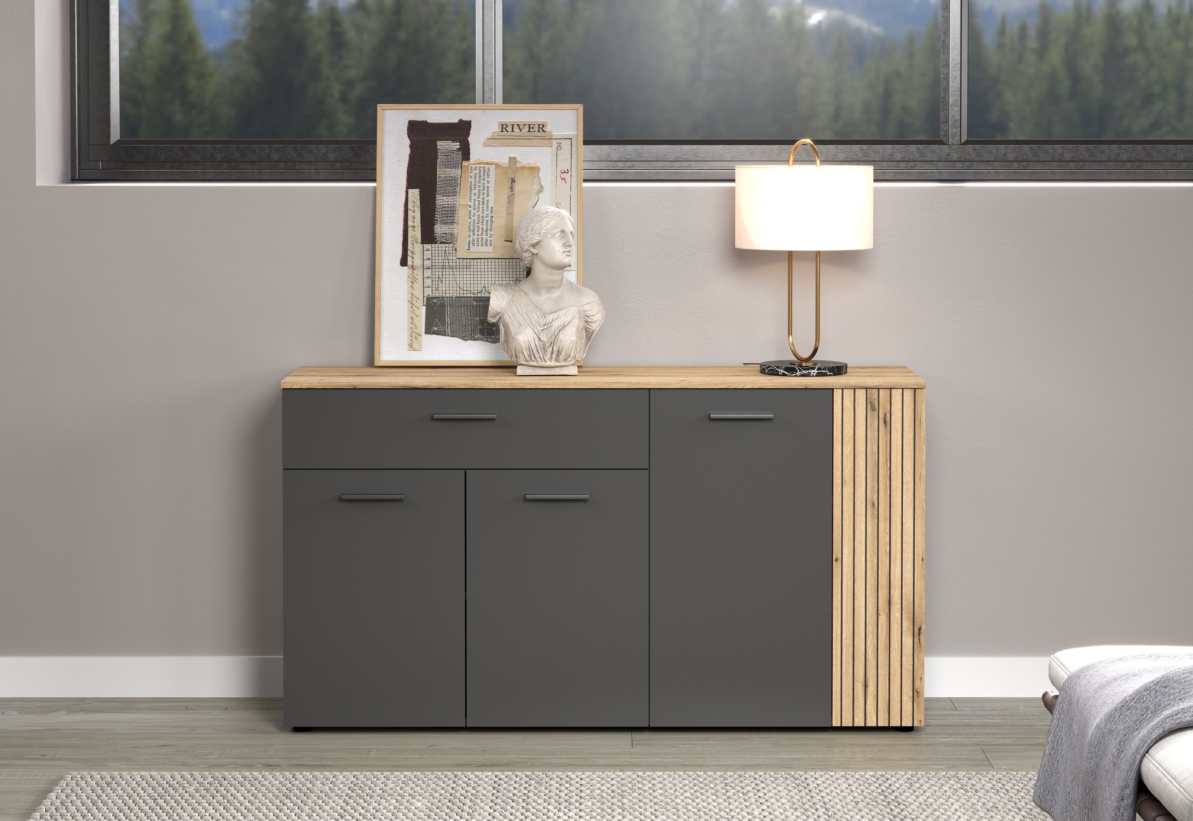 INOSIGN Sideboard »Estepona«, (1 St.), Kommode, Akustikpaneel-Look; Breite 150 cm