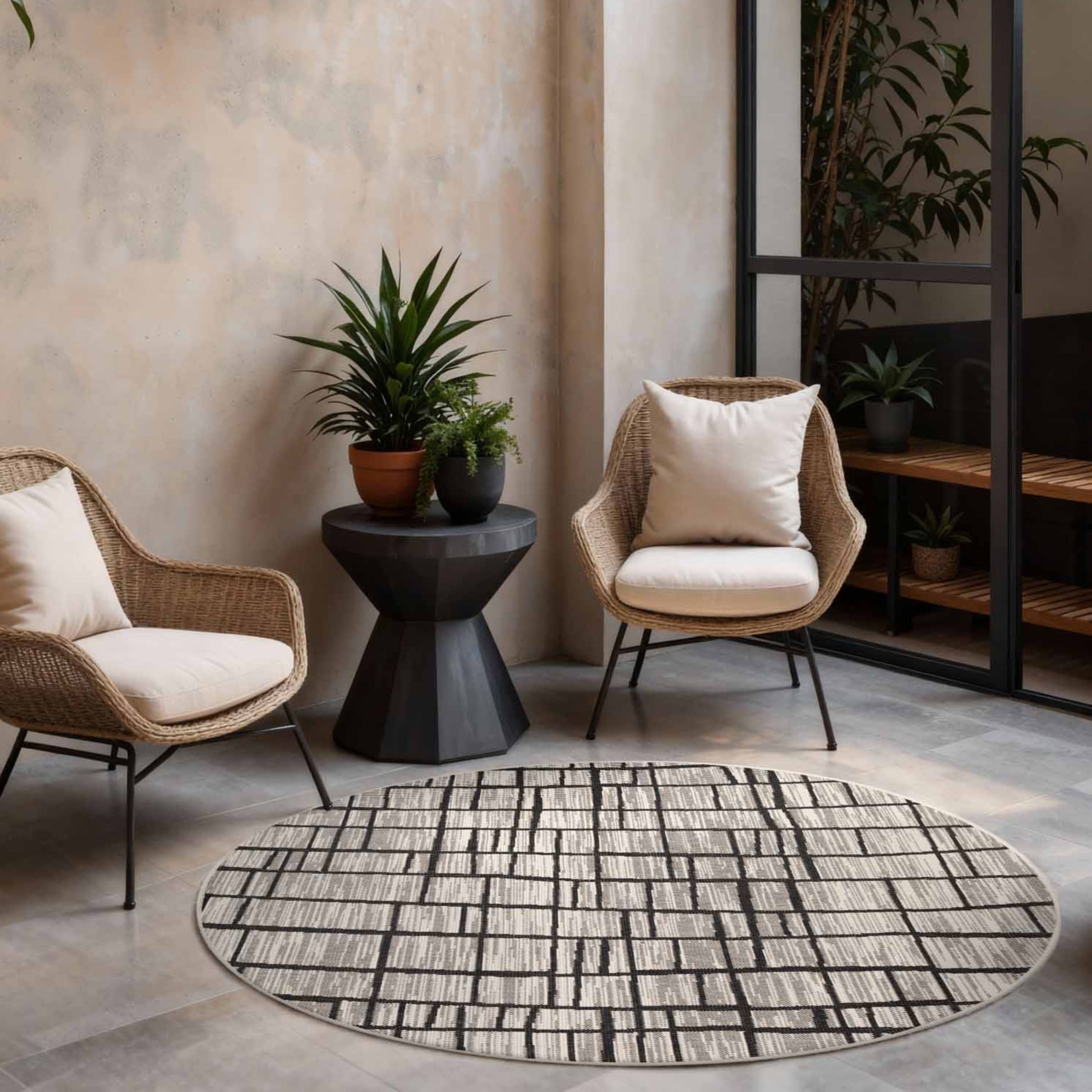 Ted Baker Teppich »Crouch , Wendeteppich« rund 8 mm Höhe Designteppich, Wetterfest, Pflegeleicht, Modern, Wohnzimmer, Terrasse