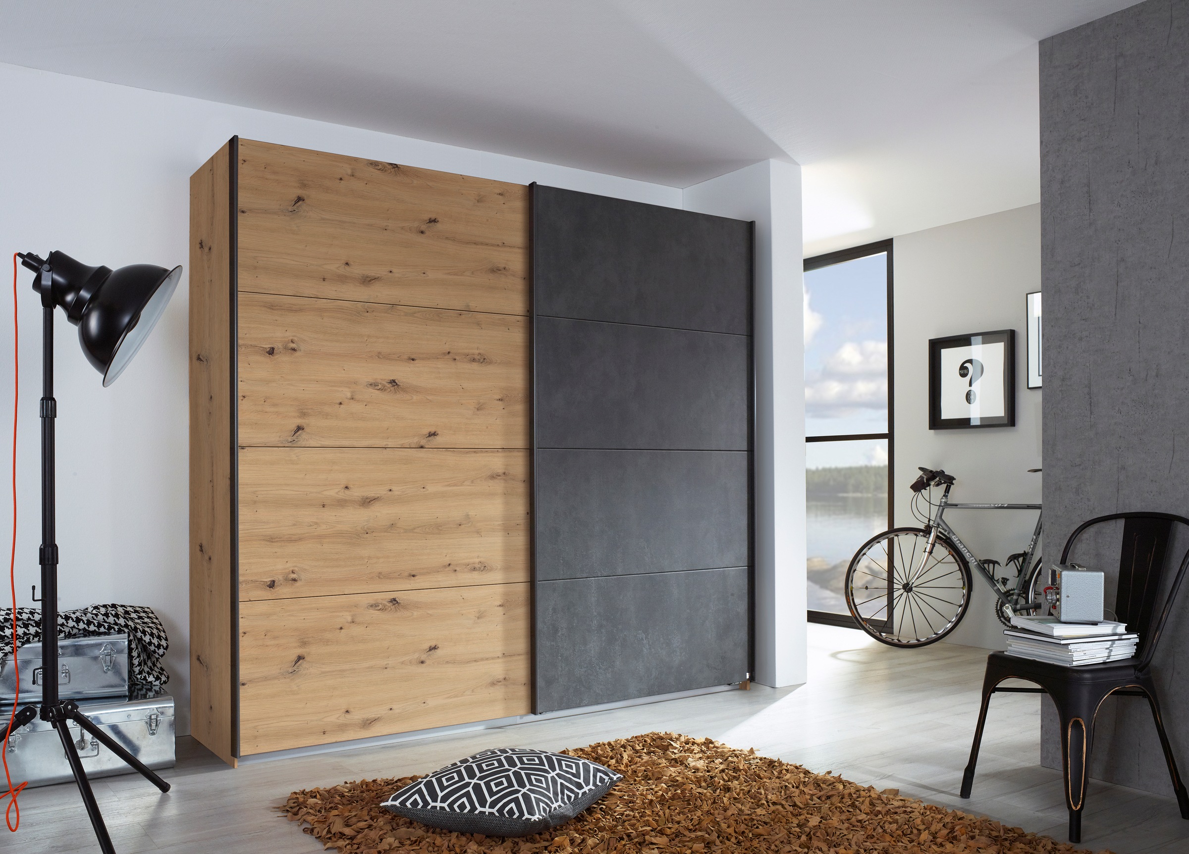 rauch Schwebetürenschrank »Tampa«, im modernen Industrial Style