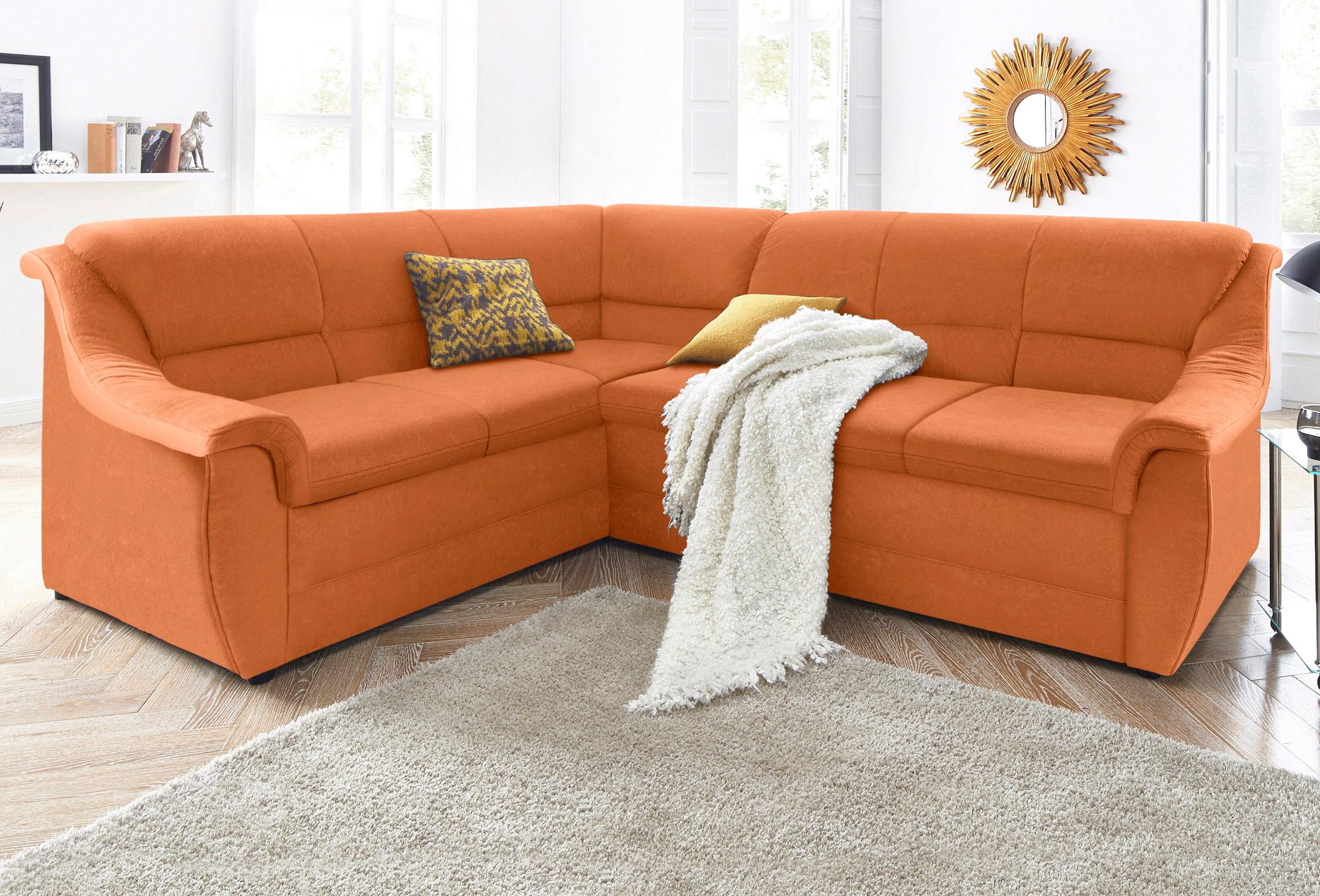 DOMO collection Ecksofa »Lale zeitlose Formensprache, komfortabel, L-Form« mit langem Schenkel, wahlweise mit Bettfunktion