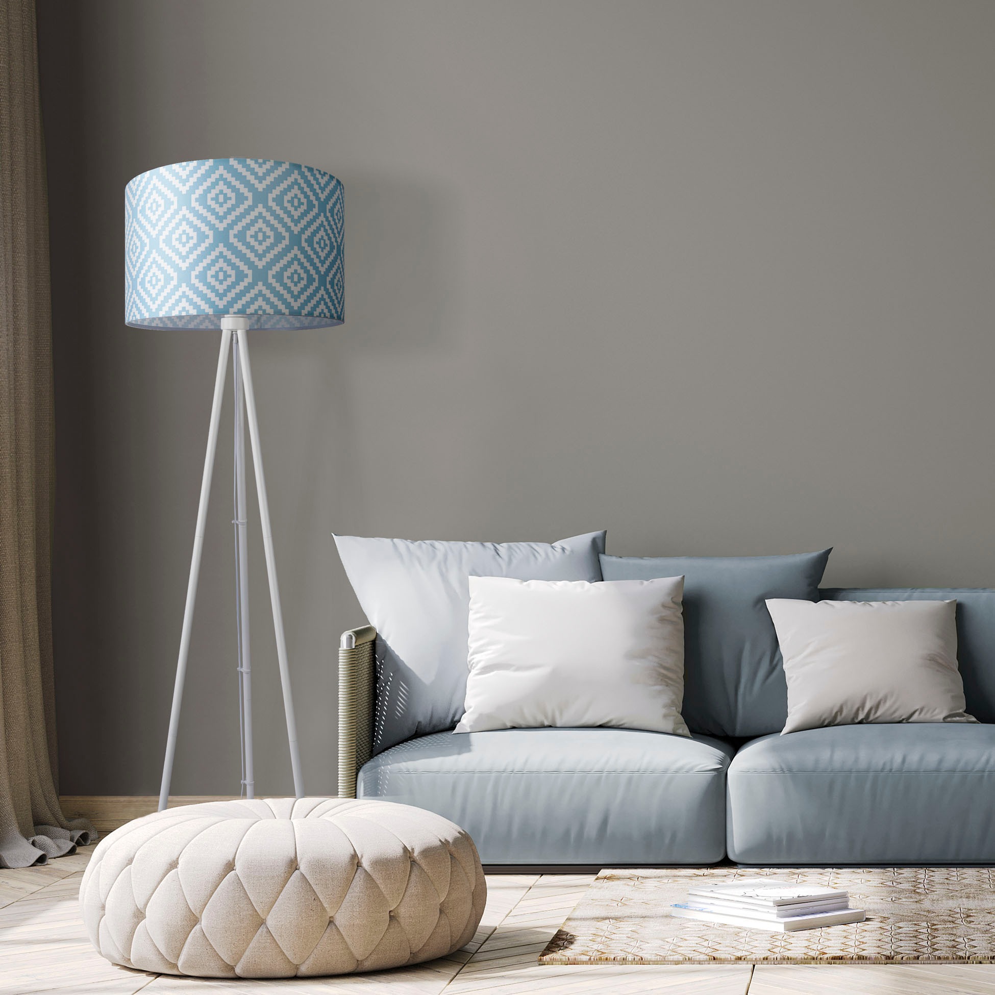 Paco Home Stehlampe »Trina Stella«, Leuchtmittel E27 | ohne Leuchtmittel, Dreibein Modern Stofflampenschirm Vintage Design Textil Wohnzimmer