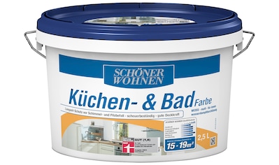 SCHÖNER WOHNEN FARBE Wandfarbe »Küchen- & Badfarbe«, 2,5 Liter, weß, Langzeitschutz...