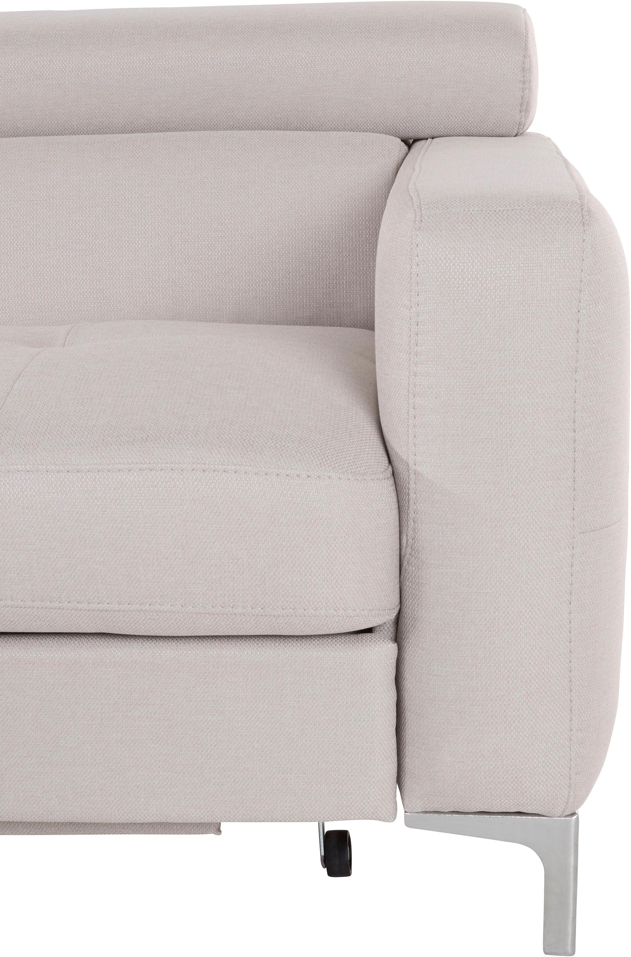 COTTA Polstergarnitur »Sammy L-Form«, (Set), Set bestehend aus: Ecksofa mit Kopfteilverstellung & Hocker