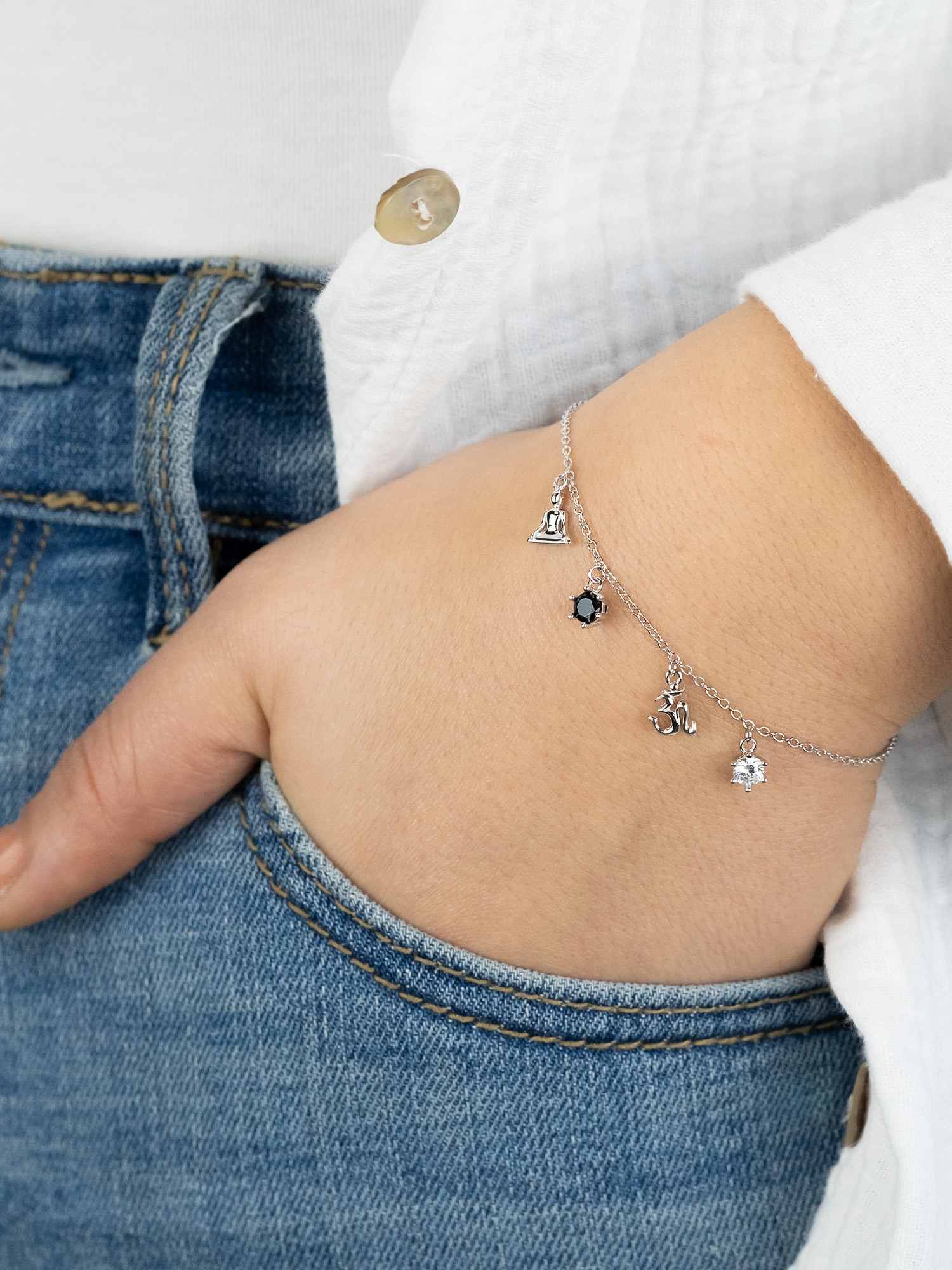 Engelsrufer Armband »Yin Yang Buddha und Om« Made in Germany - mit Zirkonia (synth.) - mit Süßwasserzuchtperle