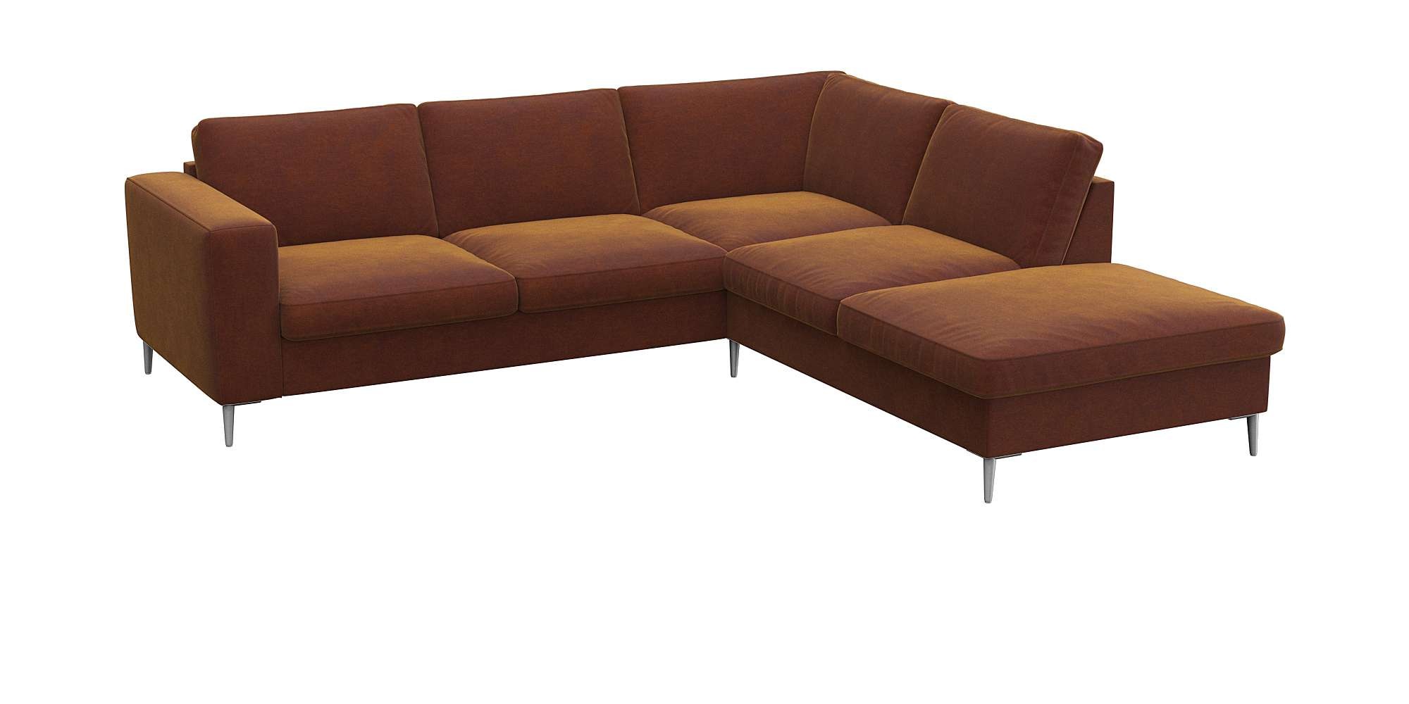 FLEXLUX Ecksofa »Fiore, L-Form«, breite Armlehnen, Füße alufarben, B/T 241/225 cm, Kaltschaum im Sitz