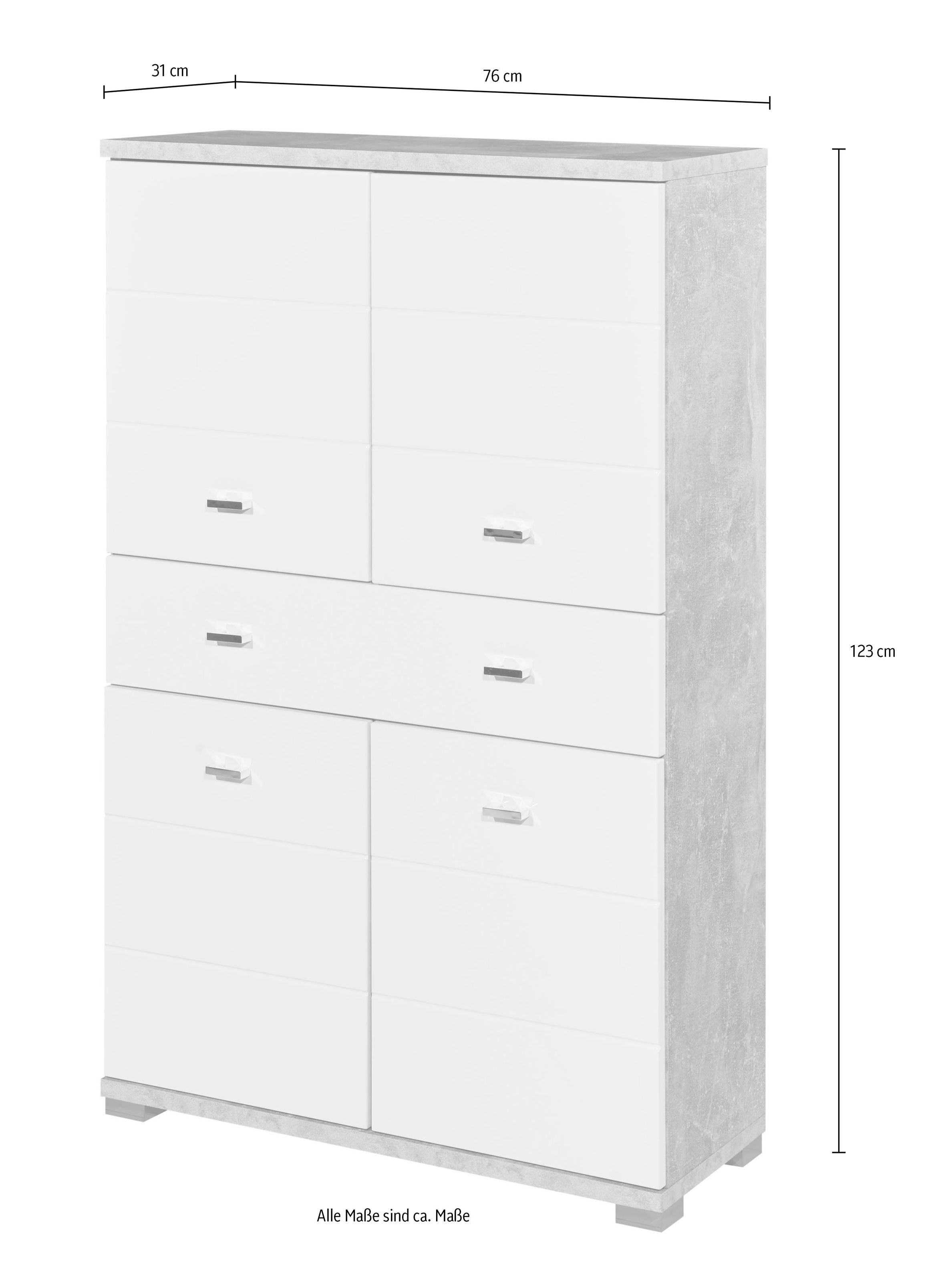 BASIC by Balculina Midischrank »Pool, Badezimmerschrank BxHxT 76x123x31« 1 Stk. tlg. Breite 76cm, Tür L/R montierbar