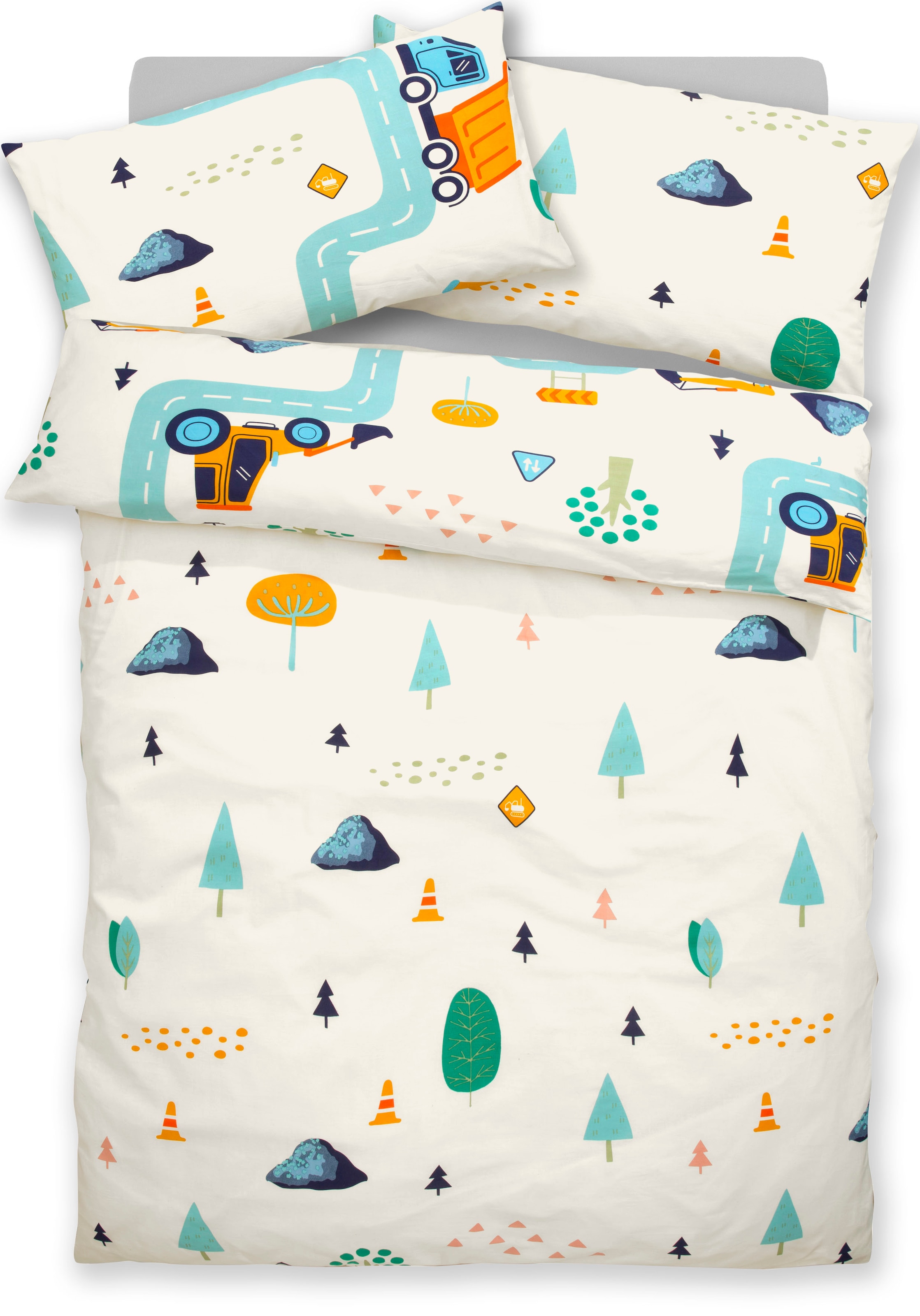 Lüttenhütt Kinderbettwäsche »CUDDLEE«, in vielen Designs: Dino,Einhorn,Weltraum,Baustelle,Herz,Trecker,Safari
