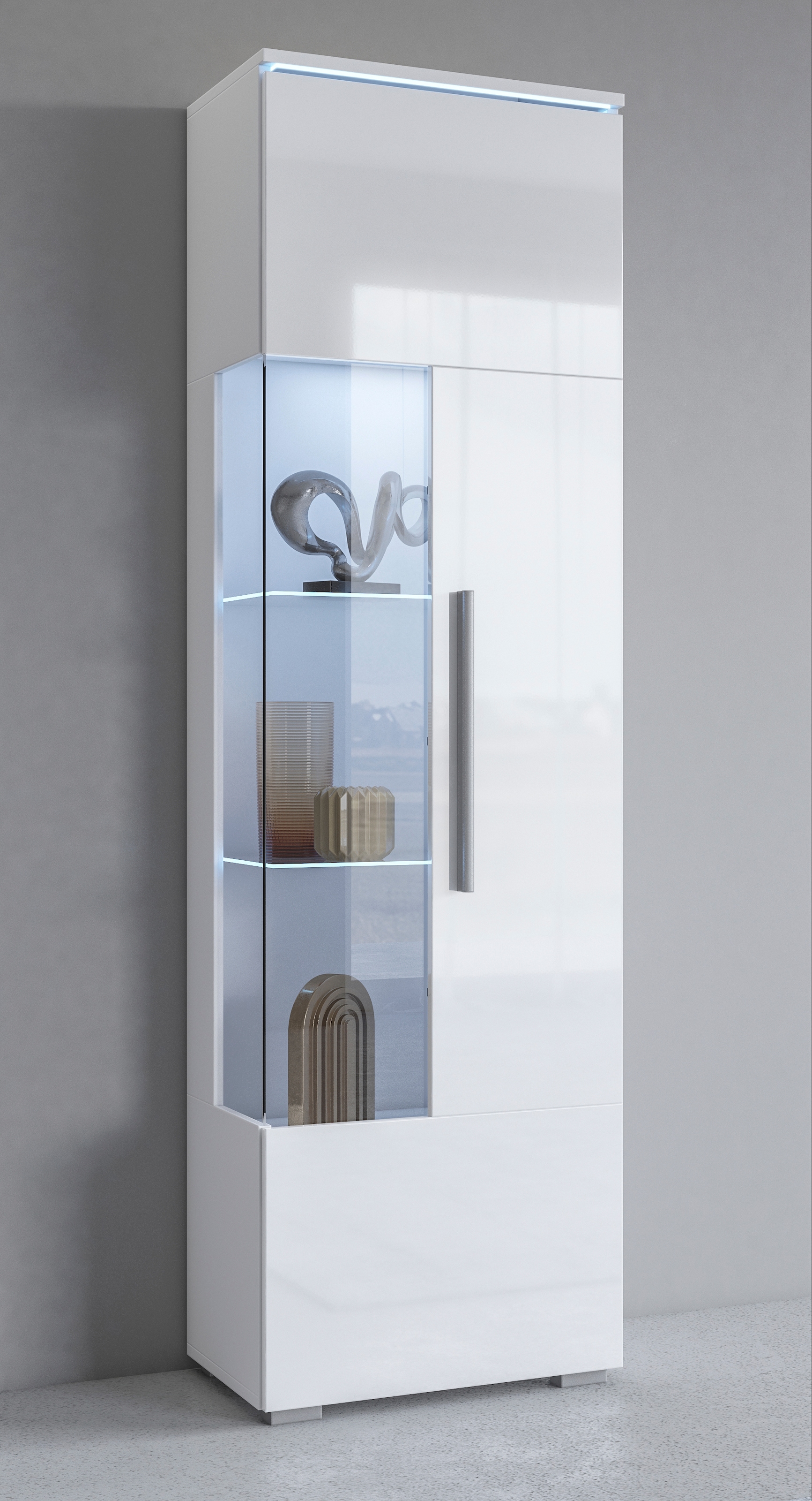 OTTO home Vitrine "India,Höhe 160cm stilvolle Glasvitrine mit verstellbare Glasböden" Standvitrine 1Trg, viel Stauraum ohne Beleuchtung
