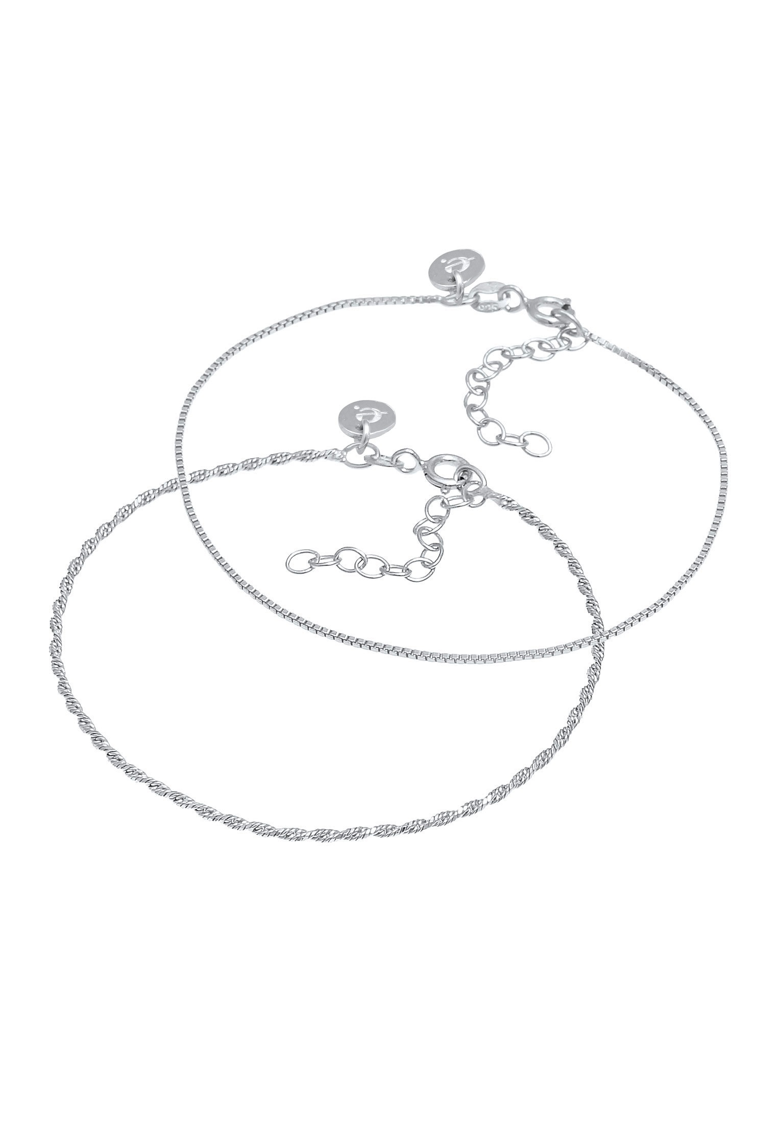 Elli Premium Armketten Set »Armband Kordelkette Gedreht Venezianer 2er Set 925 Silber«