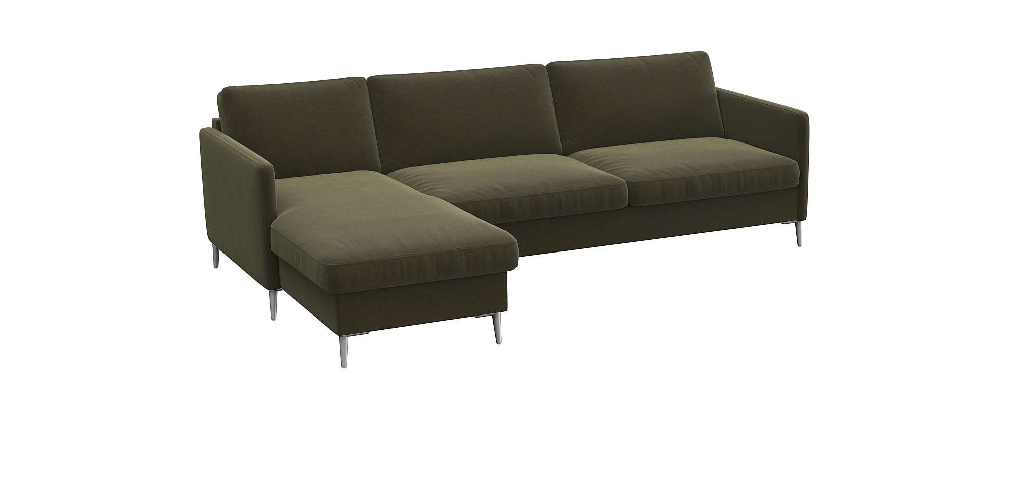FLEXLUX Ecksofa »Fiore, L-Form, bequem und komfortabel durch hochwertigem Sitzaufbau«, schmale Armlehnen, Kaltschaum, Füße Alu