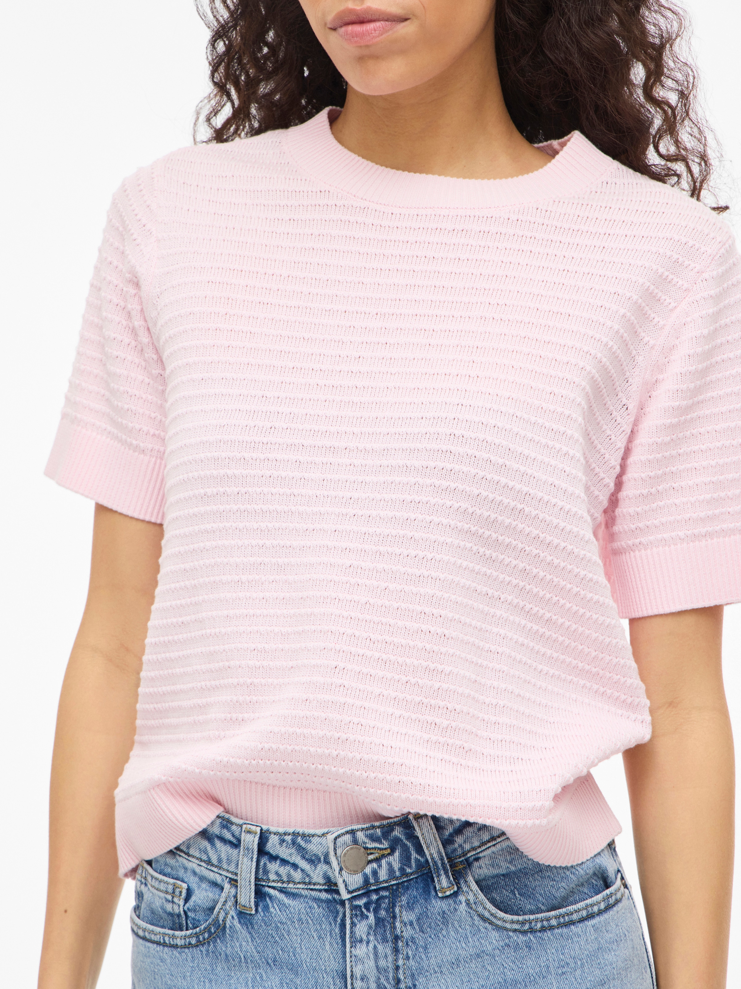 Vila Kurzarmpullover »VILOLLO O-NECK S/S DETAIL KNIT TOP- NOOS«