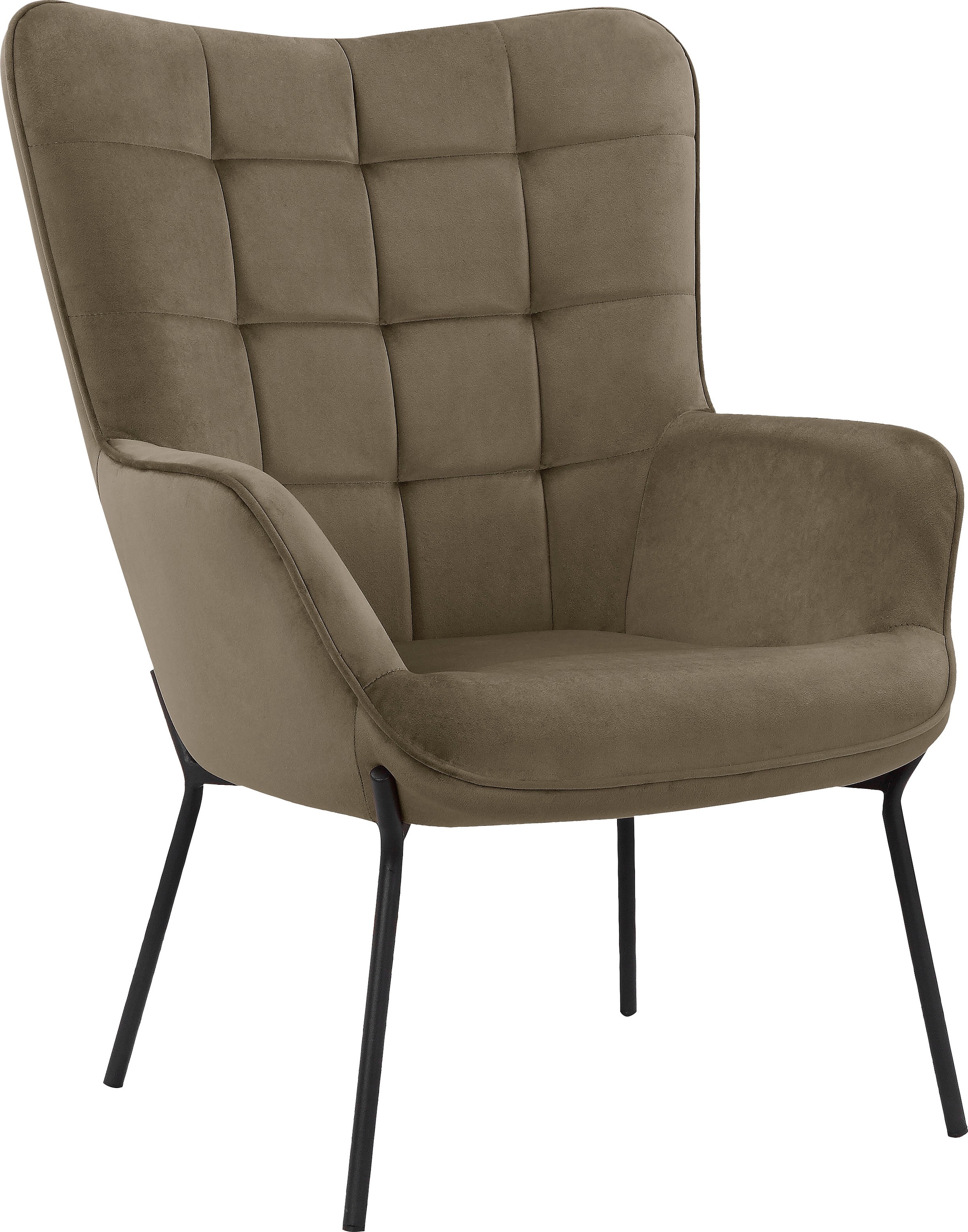 OTTO products Loungesessel »Luukas, Ohrensessel mit Metallbeinen,«, (1 St.), Stoff recyceltes Polyester, Sitz und Rücken gepolstert, Sitzhöhe 46 cm