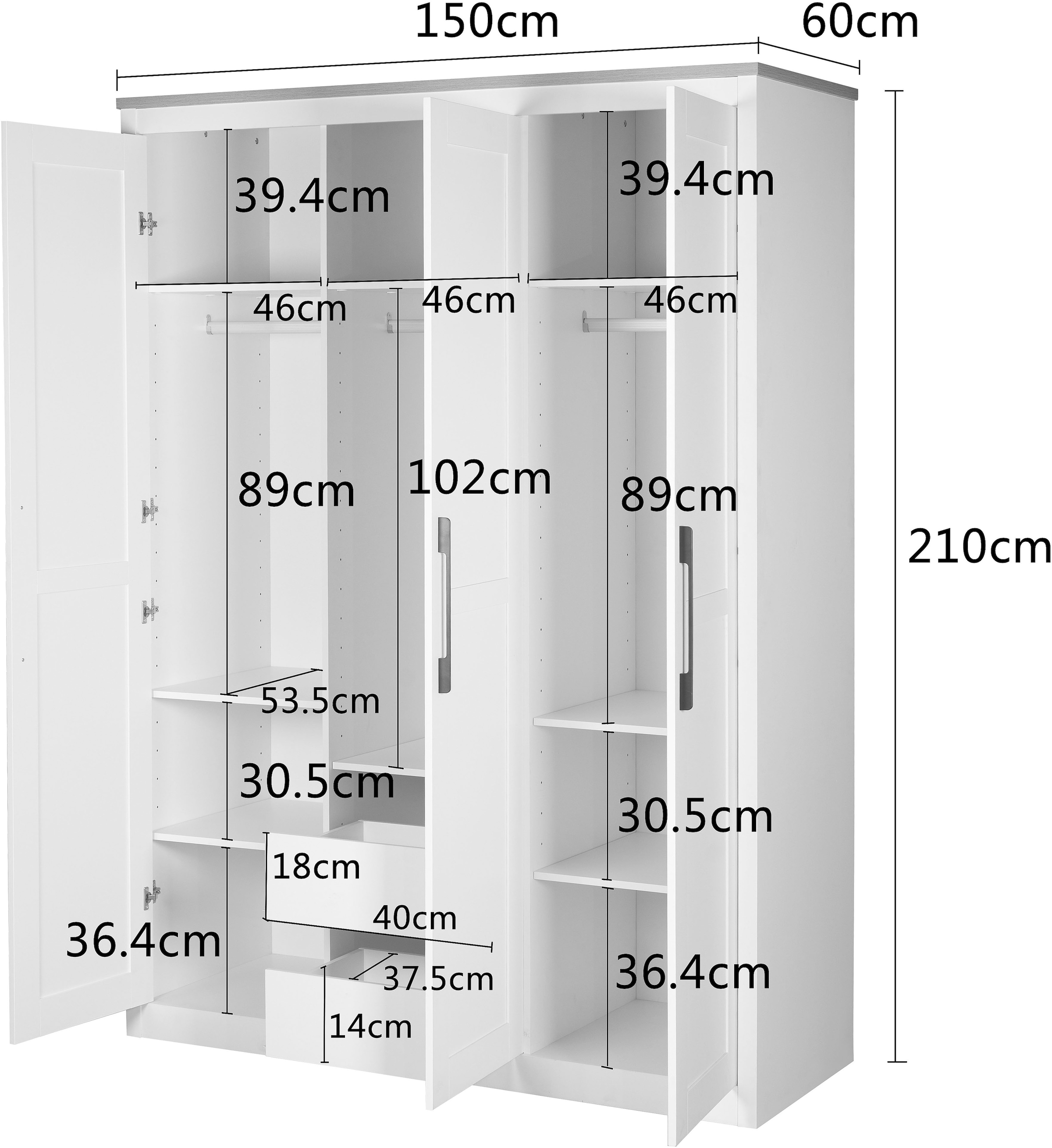 OTTO home Kleiderschrank »Büsum Schlafzimmer Schrank« stabile robuste Bauweise mit optimaler Aufteilung,  Schlafzimmerschrank Landhaus Design Garderobe Schrank Bestseller