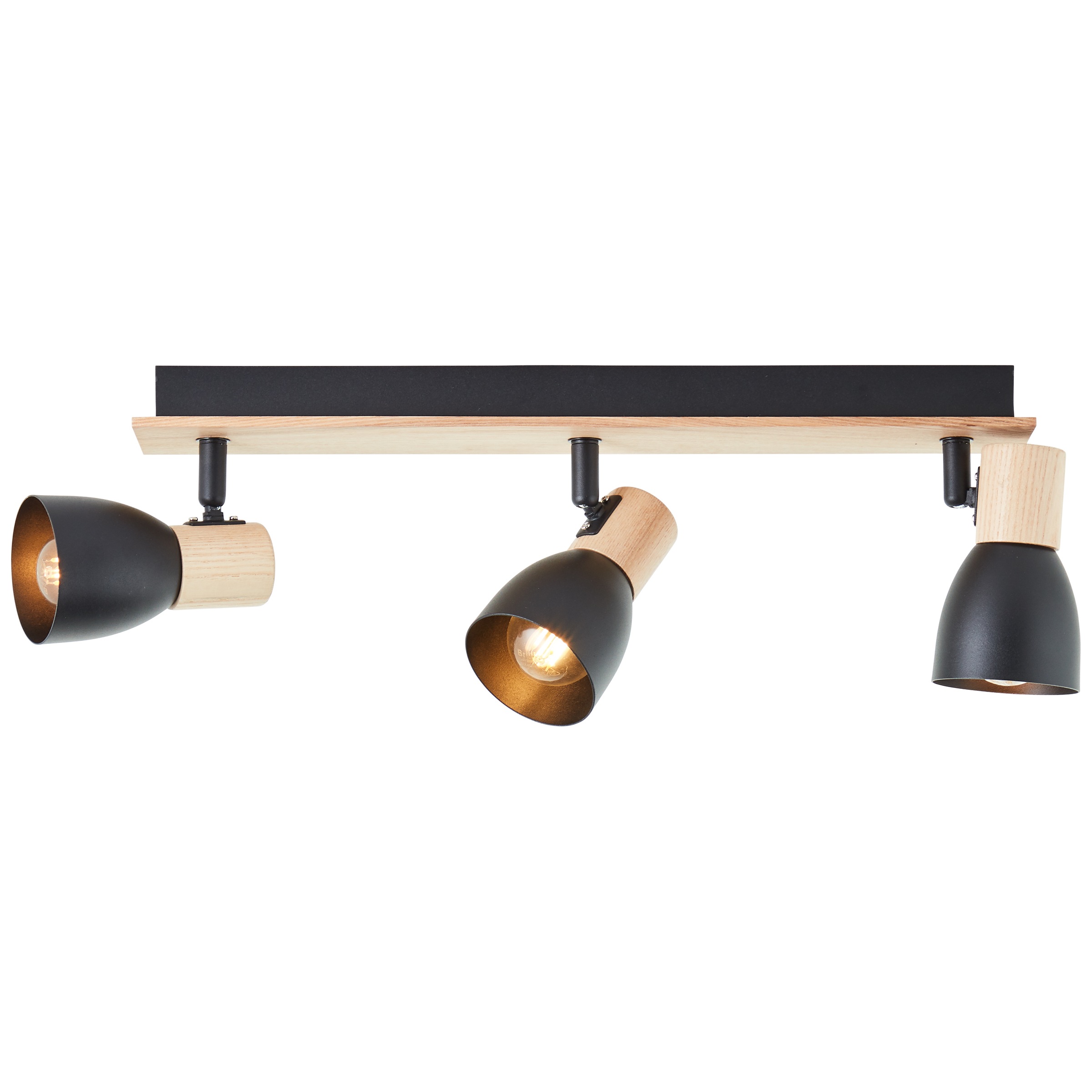 Brilliant Deckenstrahler »Daintree«, 3 flammig, Leuchtmittel E14 | ohne Leuchtmittel, Breite 48 cm, E14, Metall/Holz, schwarz/natur
