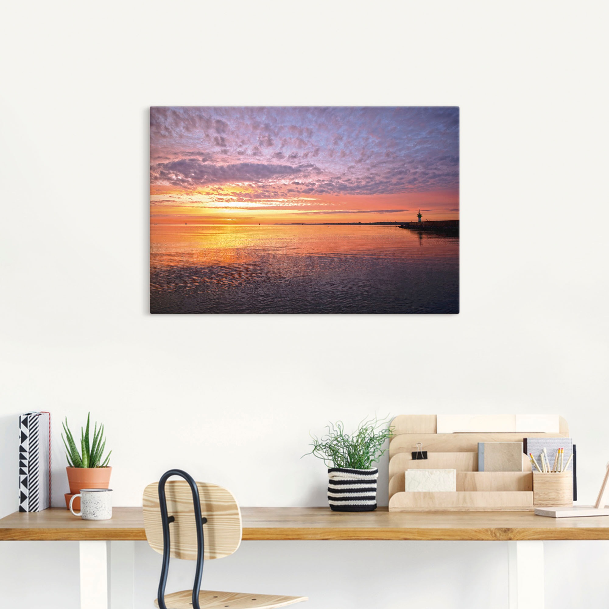 Artland Wandbild »Sonnenaufgang am Ostseestrand«, Bilder vom Sonnenuntergang & -aufgang (1 Stück), in vielen Größen & Produktarten - Alubild / Outdoorbild, Leinwandbild, Poster, Wandaufkleber / Wandtattoo auch für Badezimmer geeignet