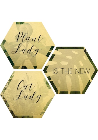 Metallbild »Plantlady is the new Catlady«, Natur, (Set)