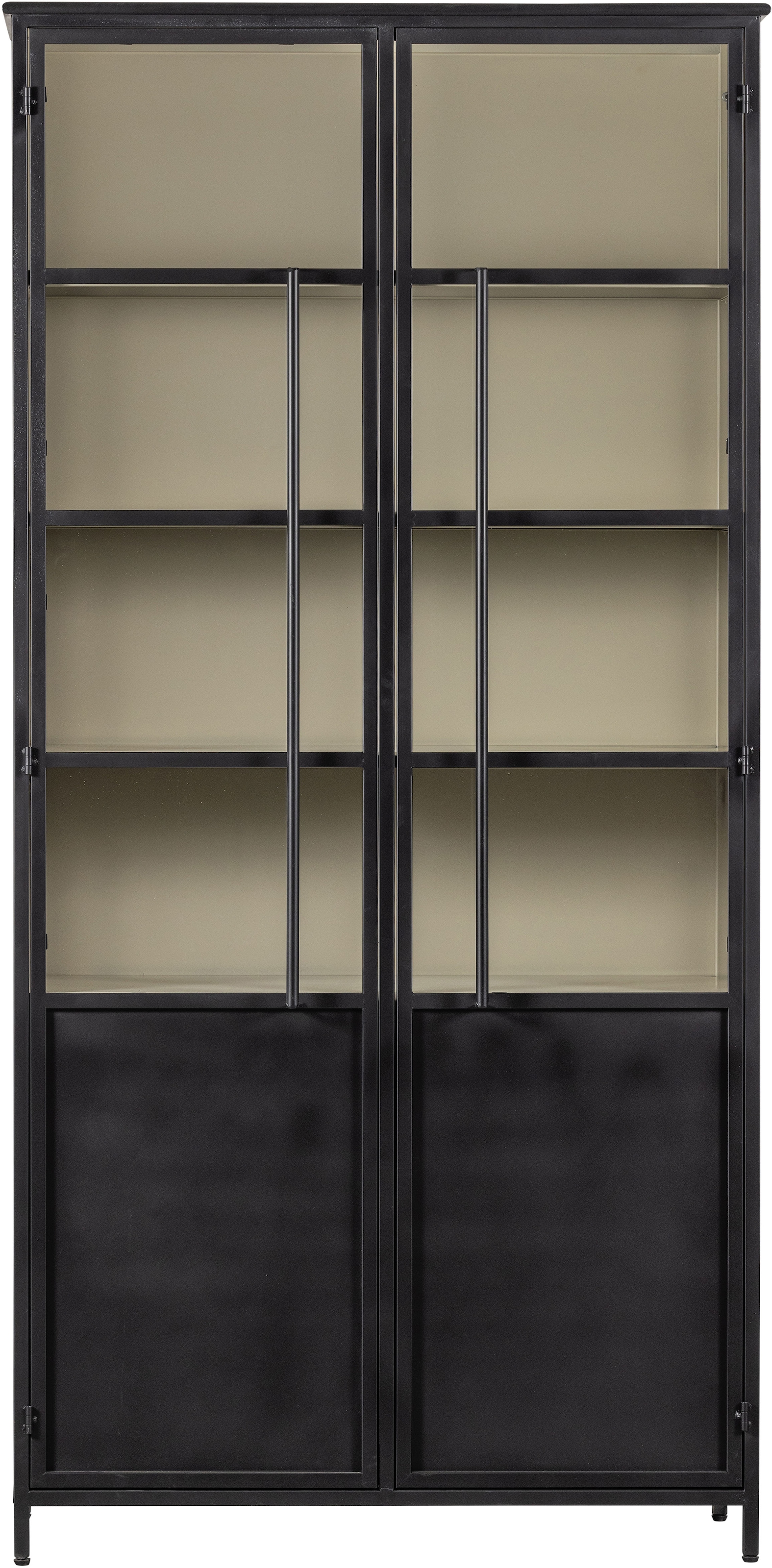 WOOOD Vitrine »Exhibit Glasvitrine aus Metall, B/T/H: 99/44/170 cm« Die Vitrine Exhibit aus mattem Metall hat 5 stabile Einlegeböden.