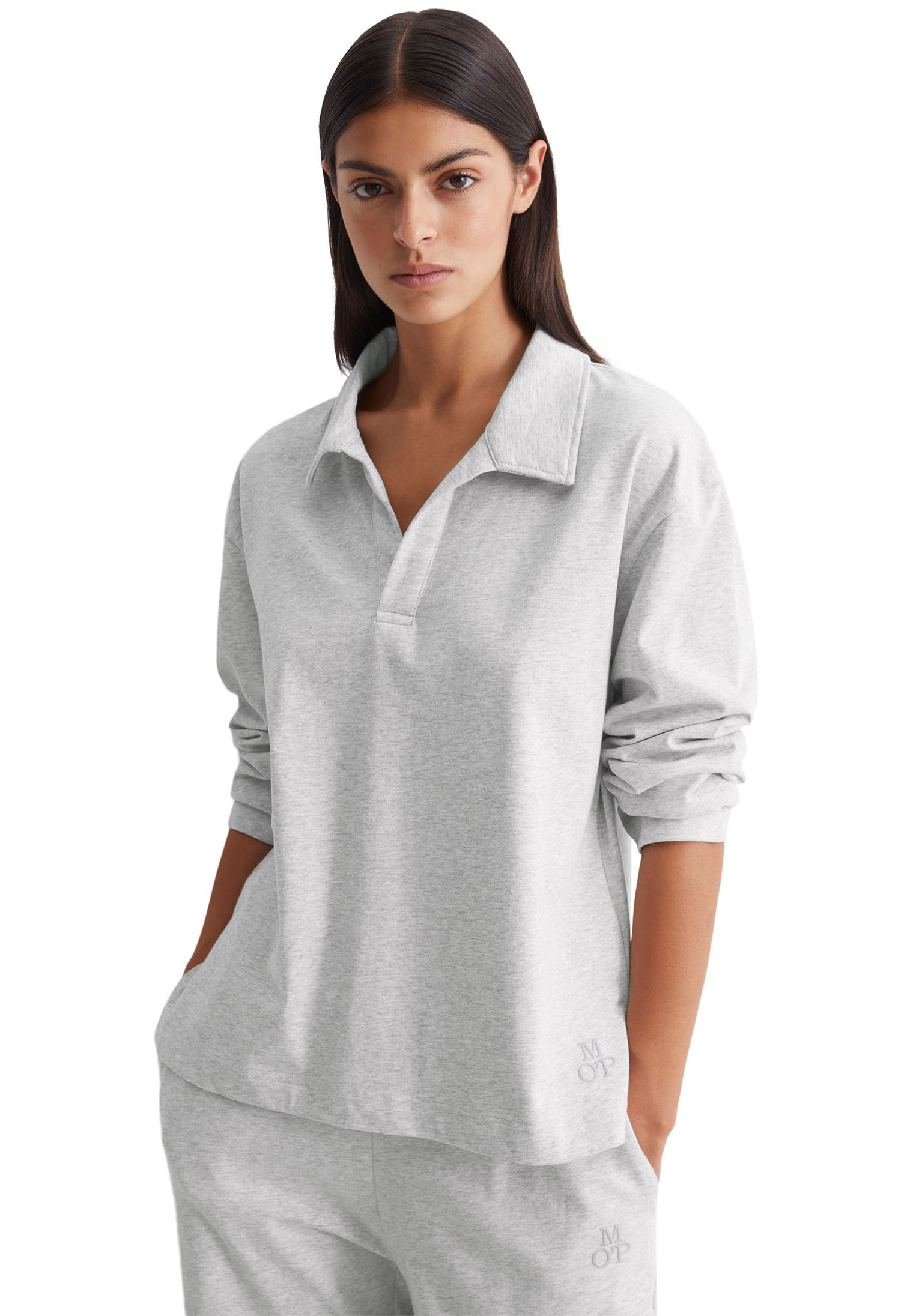 Marc O'Polo Langarm-Poloshirt »Heavy Jersey-Woven«, mit sportlichem Kragendesign
