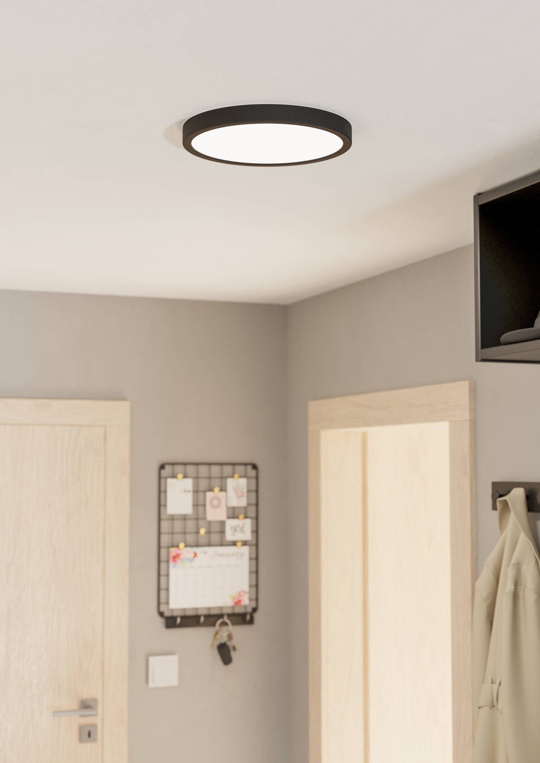 EGLO Aufbauleuchte »Fueva 5 Deckenleuchte, Metall und Kunststoff, schwarz, weiß, Lampe« LED-Modul 1 Stk. Warmweiß Aufbauleuchte dimmbar, Deckenlampe, LED Aufbaulampe, Lampe Decke