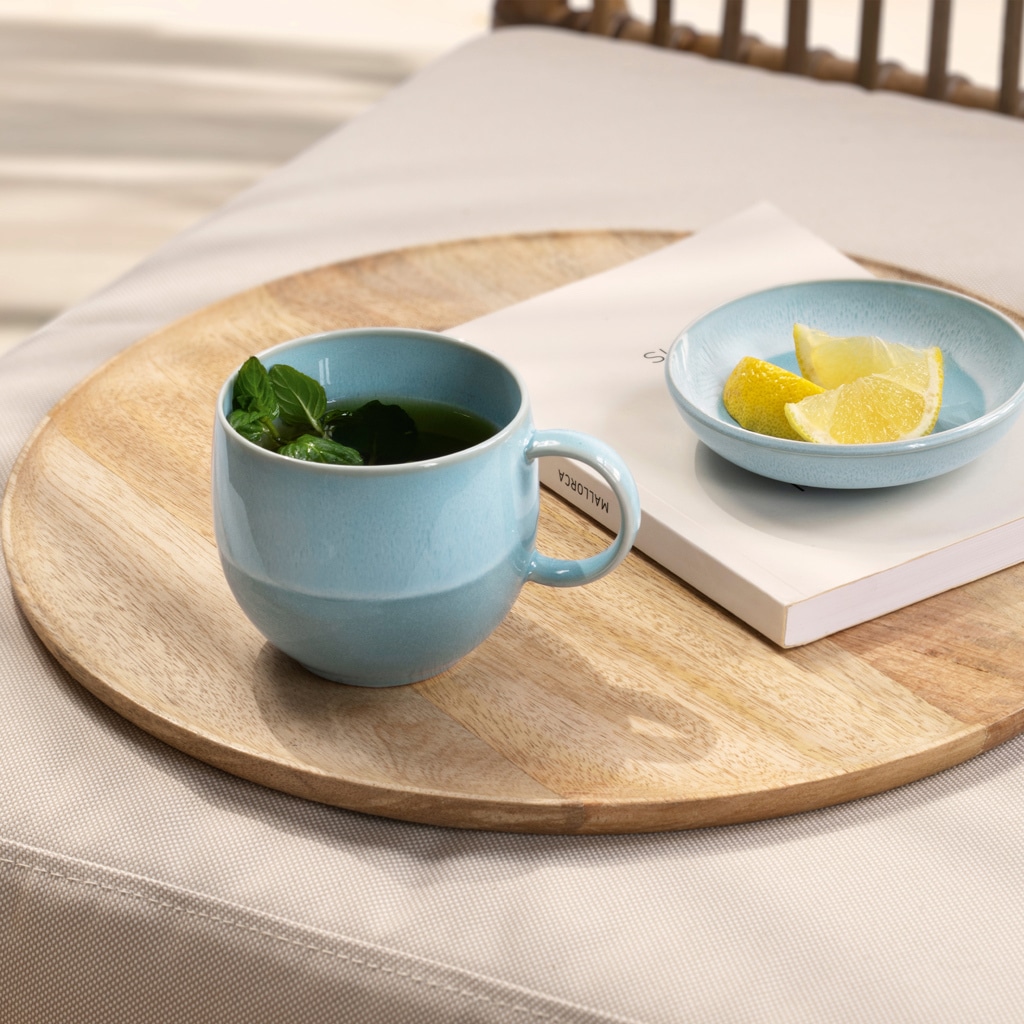 like. by Villeroy & Boch Becher »Henkelbecher Perlemor Aqua 290 ml 6er Set blau« Spülmaschinengeeignet, Mikrowellengeeignet