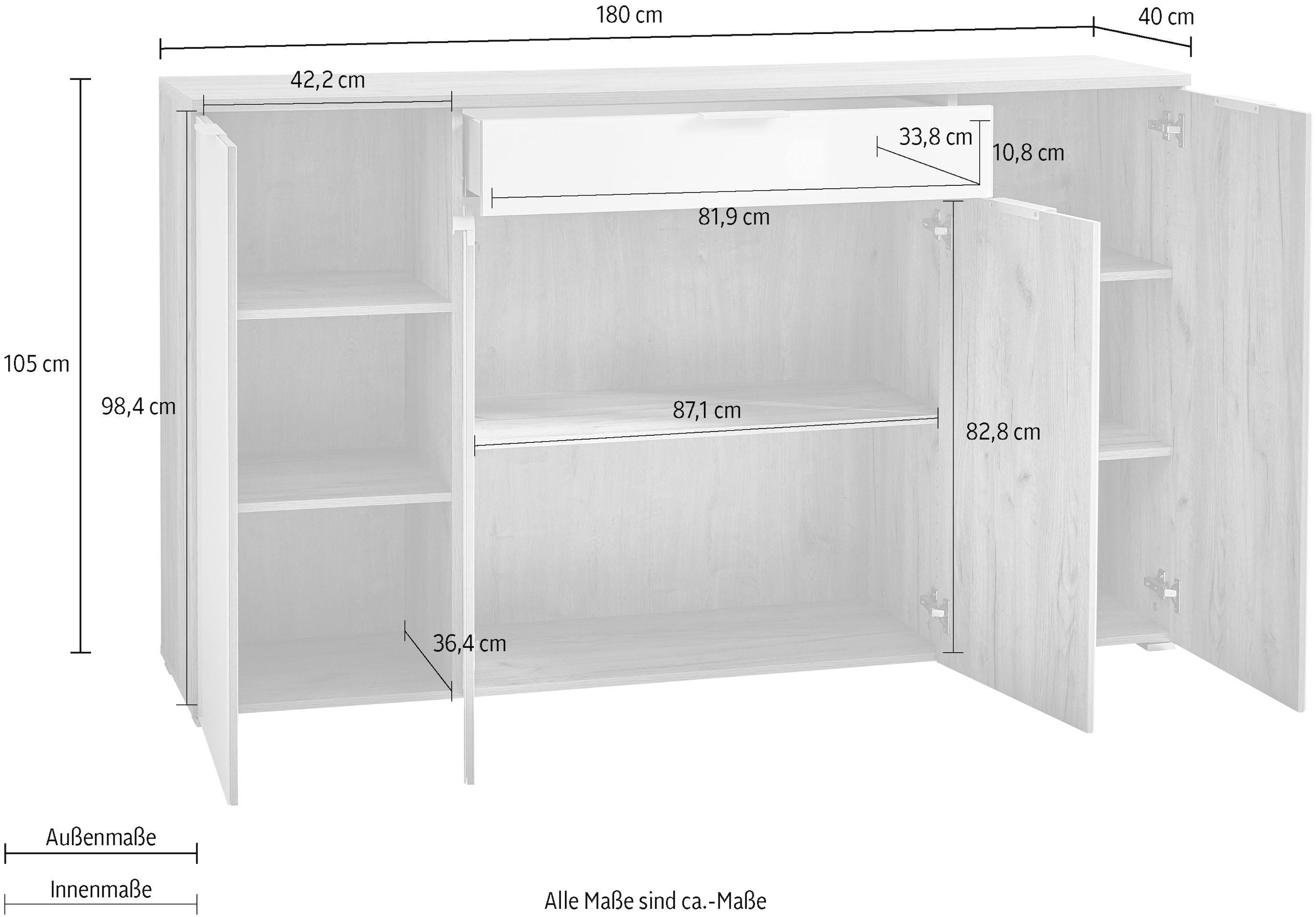 GERMANIA Sideboard »GW-Telde«, Breite 180 cm kaufen bequem