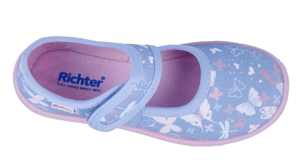 Richter Hausschuh »Mia WMS: Mittel«, Klettschuh mit pastellfarbenem Print, Größenschablone zum Download
