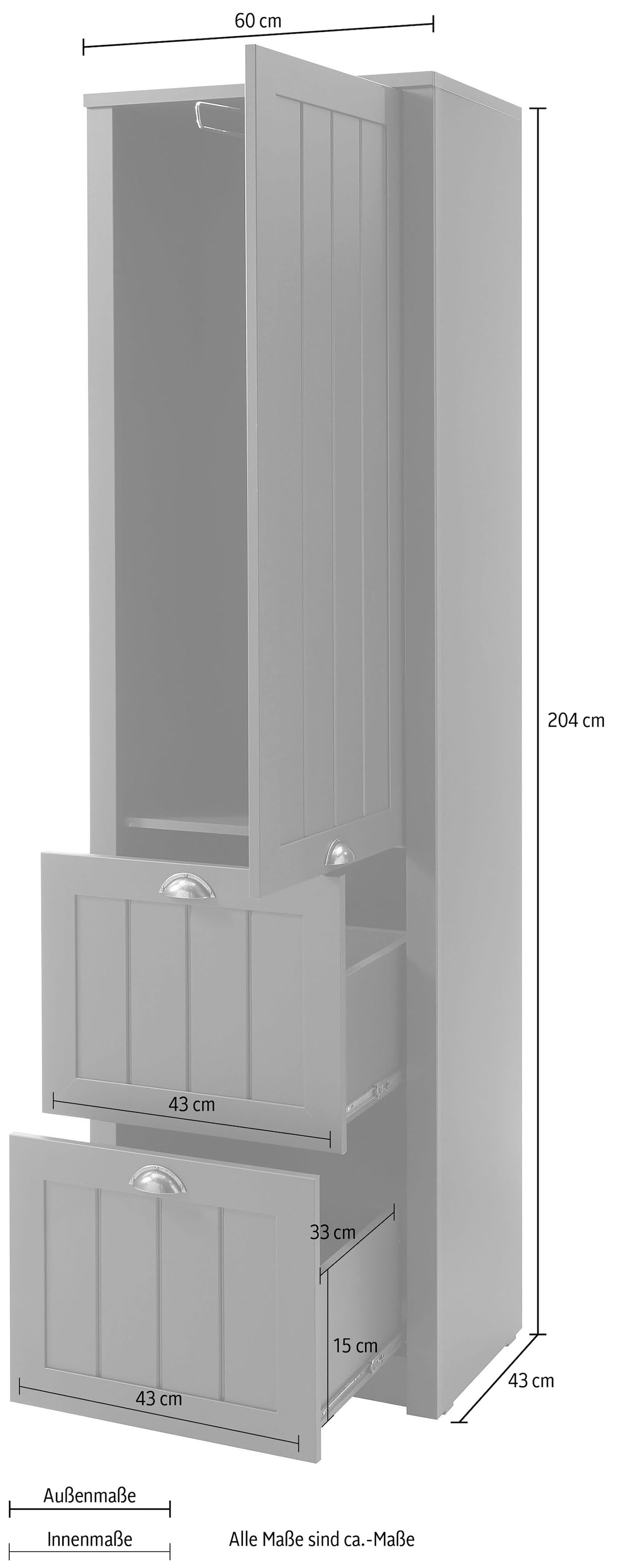 Home affaire Garderobenschrank, Höhe ca. 204 cm auf Rechnung bestellen