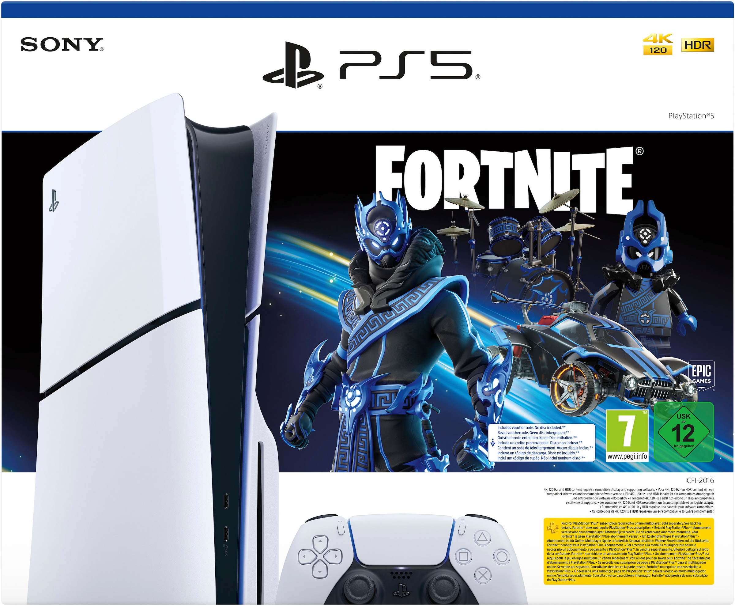 PlayStation 5 Spielekonsole »Disk Edition (Slim) – Fortnite Cobalt Star Bundle + zweiten DS«