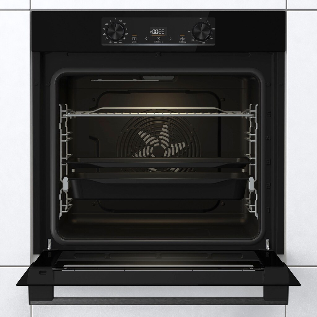 GORENJE Backofen-Set »Black Induction Set«, BOS6737E06BG, mit 1-fach-Teleskopauszug, Aqua Clean, (Set)