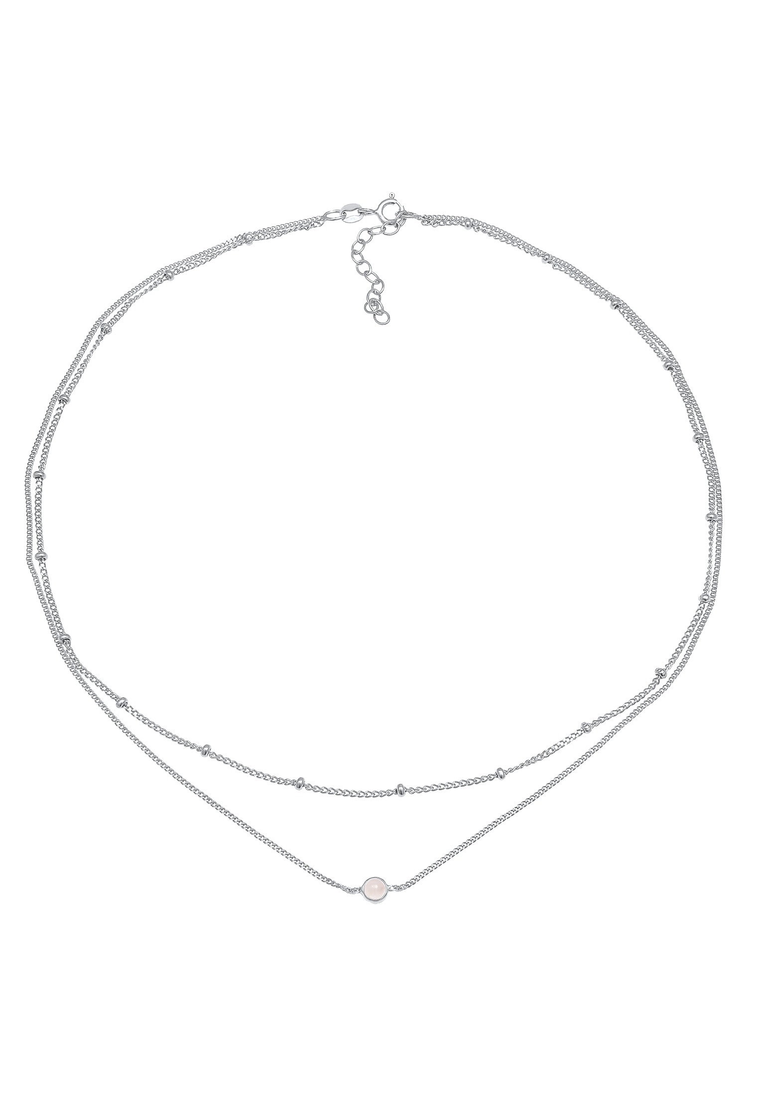 Elli Choker »Halskette Choker Layer Look Kugelkette Rosenquarz 925 Silber«