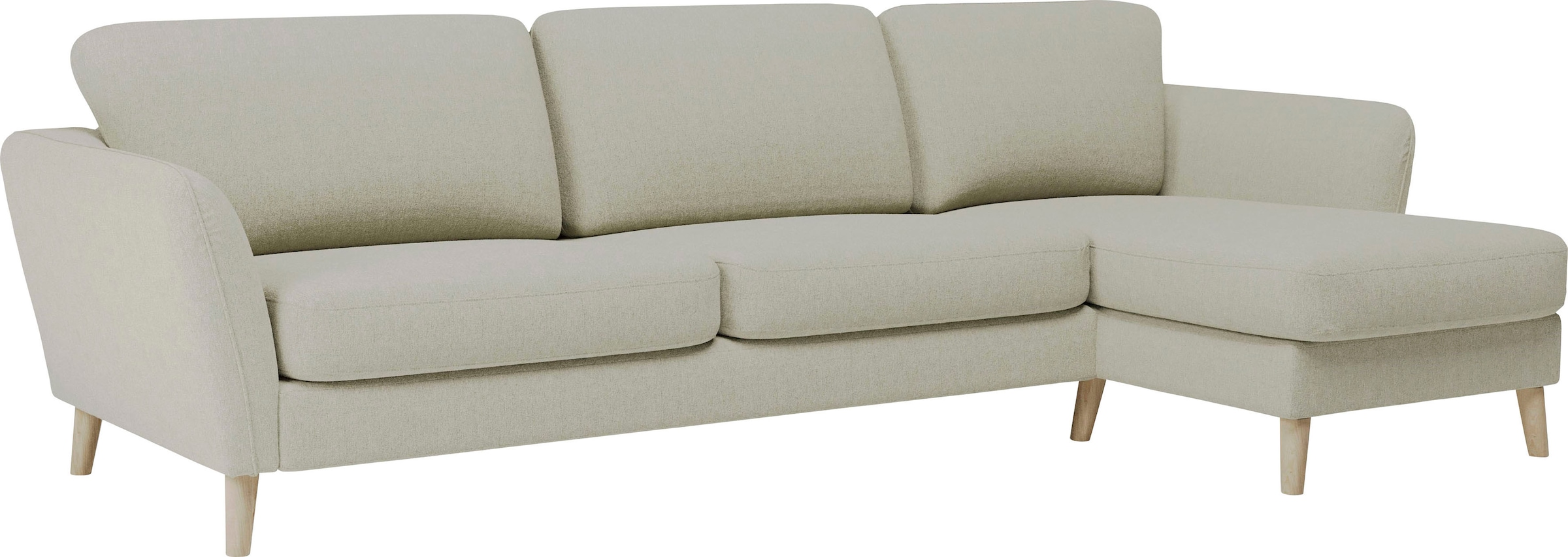 Home affaire Ecksofa »MARSEILLE (279/152cm),L-Form, Rec. rechts/links, verschiedene Bezüge«, Massivholzbeine Eiche, Landhausstil, Wellenunterfederung