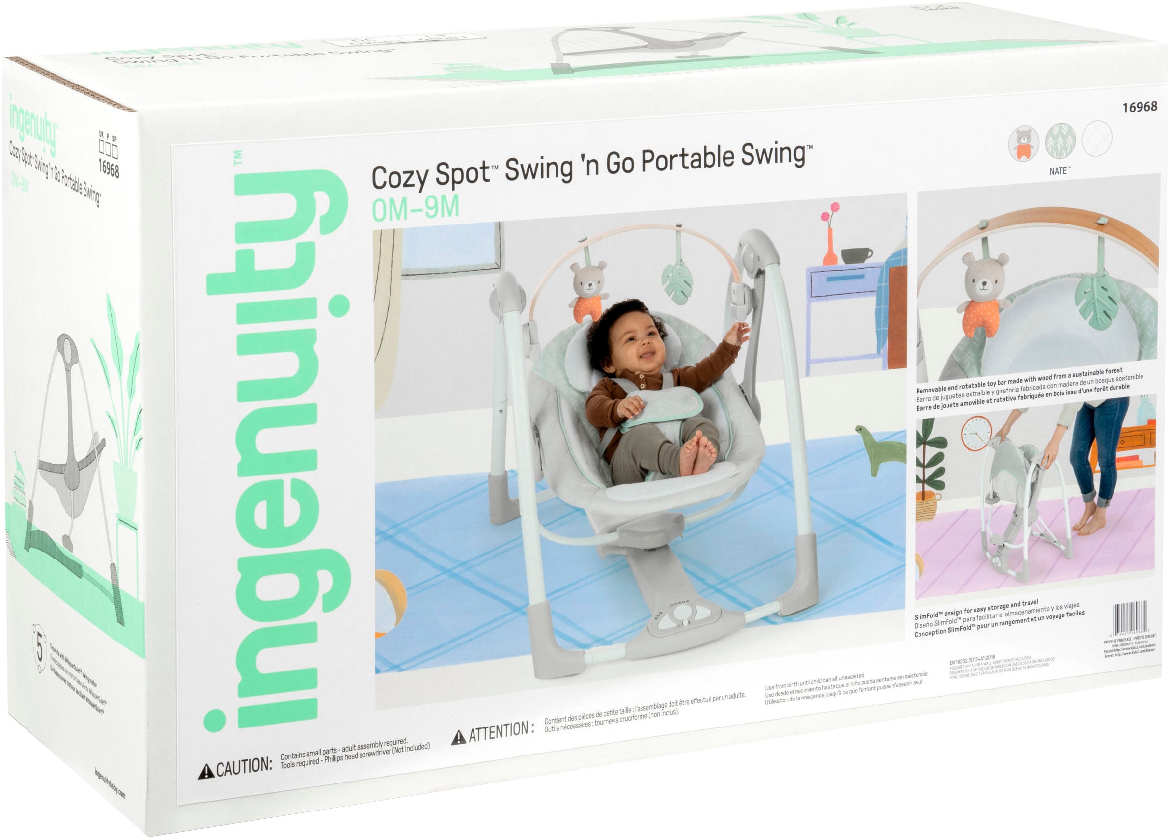 ingenuity Babywippe »Cozy Spot Swing 'n Go Portable Swing« bis 9 kg mit Sound-Effekt
