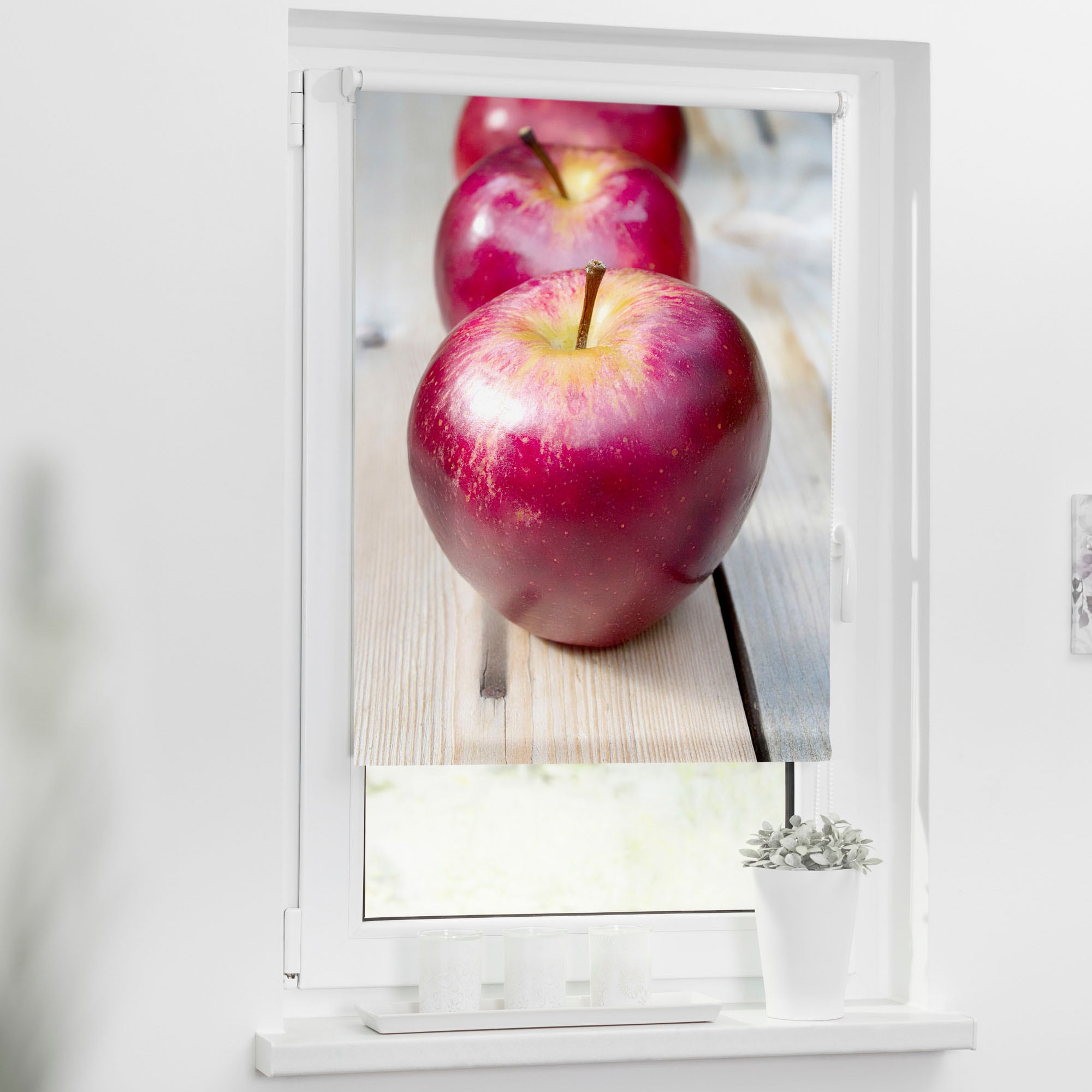 ORIGINAL Apfel«, Lichtschutz, kaufen Motiv ohne online freihängend, Bohren, LICHTBLICK bedruckt »Klemmfix Seitenzugrollo