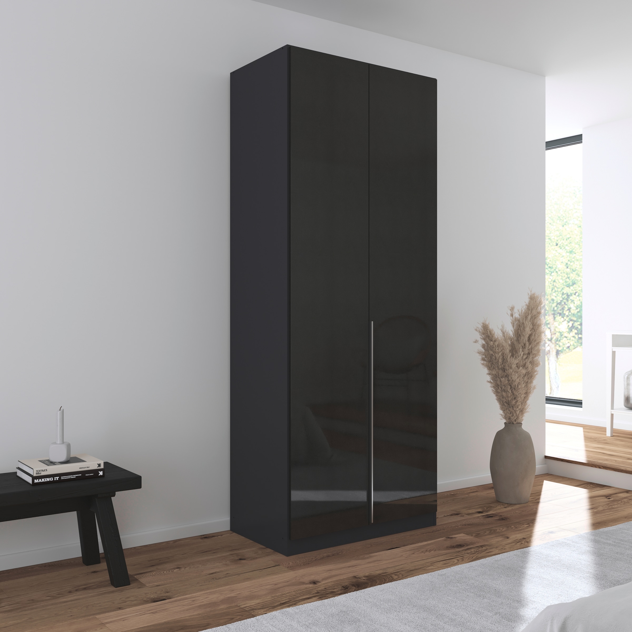 rauch Drehtürenschrank »Kleiderschrank Schrank Garderobe AGORDO TOPSELLER Schlafzimmer«, (in zwei Griff-Farben mit Dekor- oder Hochglanzfront), durchdachte Innenausstattung, in 6 Breiten und 2 Höhen MADE IN GERMANY
