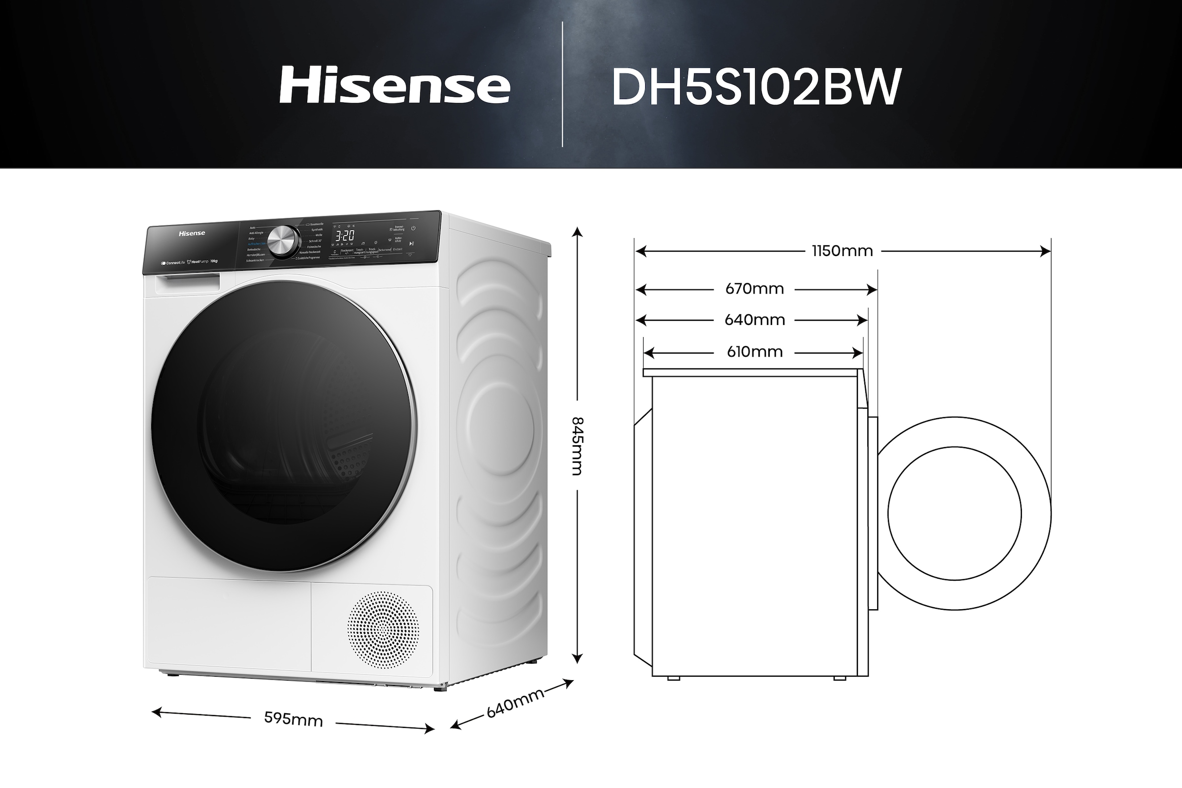 Hisense Wärmepumpentrockner »DH5S102B«, 10 kg