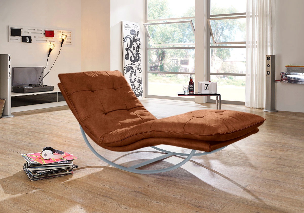 W.SCHILLIG Relaxliege »daily dreams«, in Waffelkissen-Optik, Schaukelgestell silber matt, in 2 Breiten