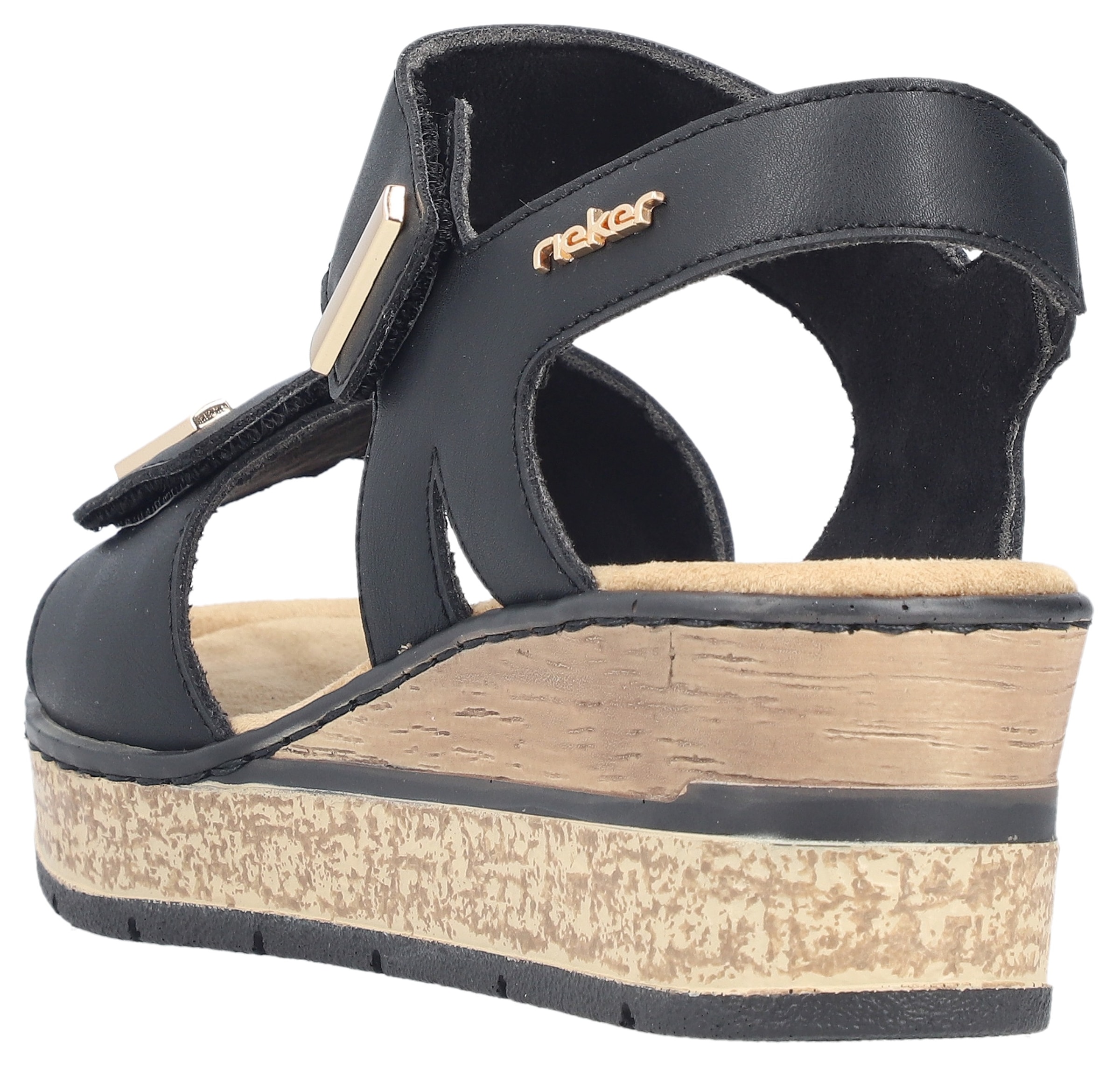 Rieker Keilsandalette  Klettschuh, Sommerschuh, Plateausandale mit Schmuckelemente